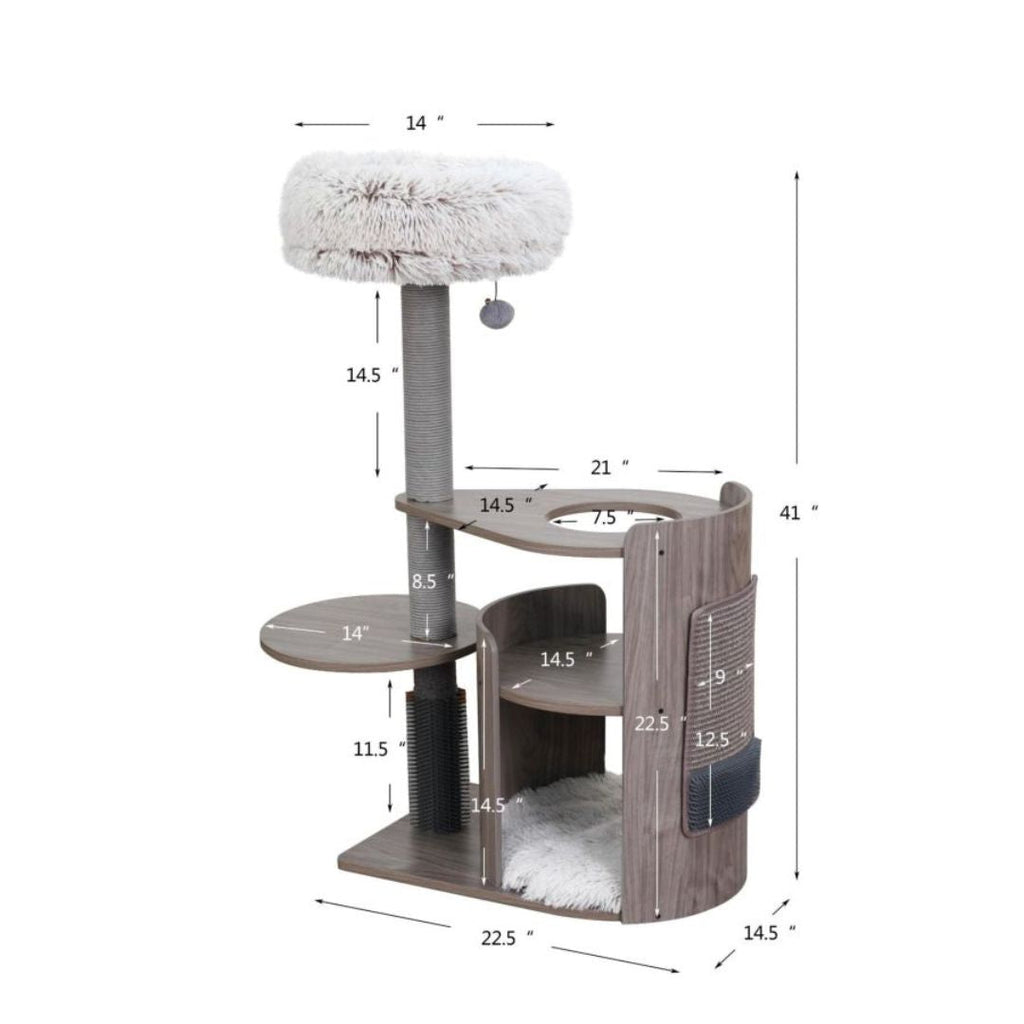 PetPals Cullen Mid-Century Modern Cat Tree Brown & Cream 40 in