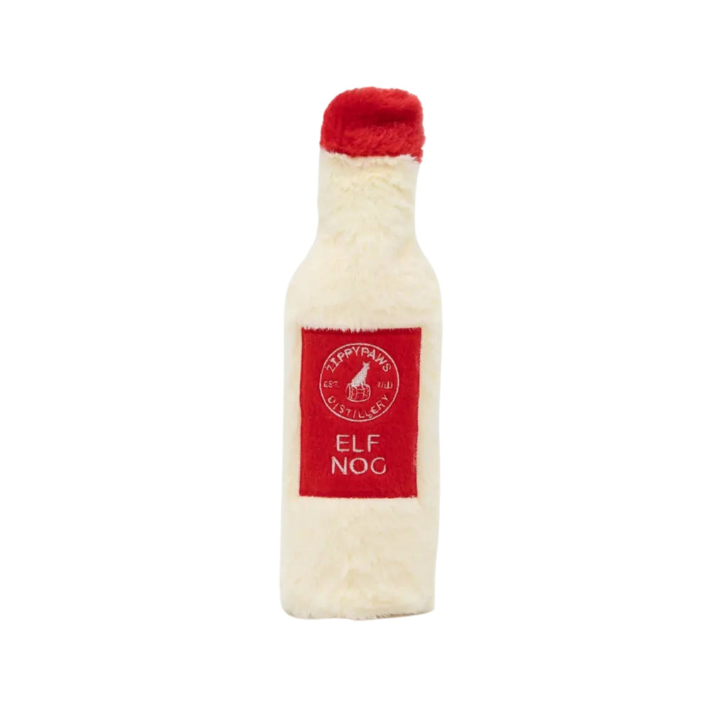 Zippypaws Holiday Crusherz Elf Nog Red/White Medium