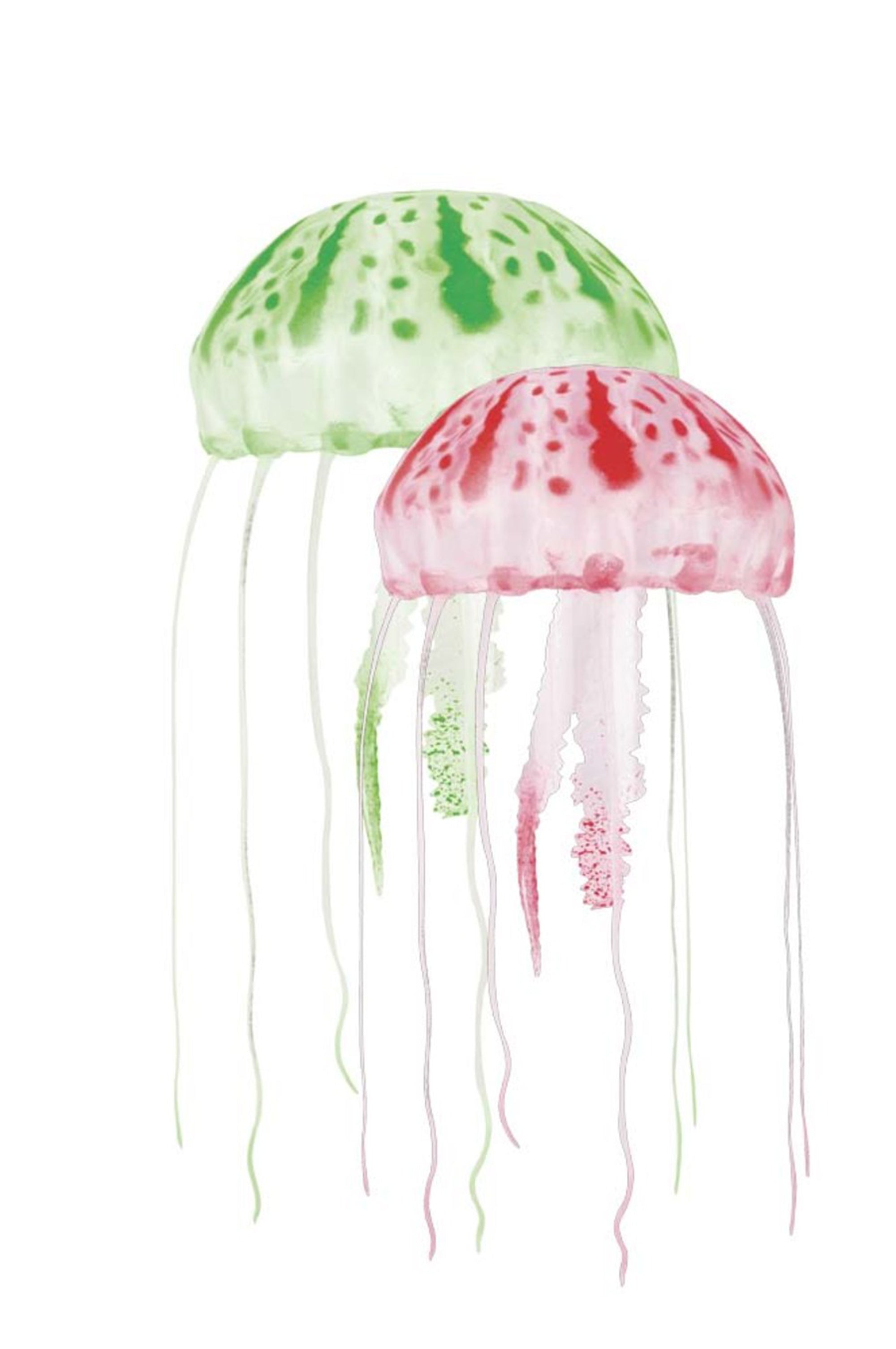 Aquatop Floating Jellyfish Aquarium Ornament Green/Red 2 in & 3in 2 Pack