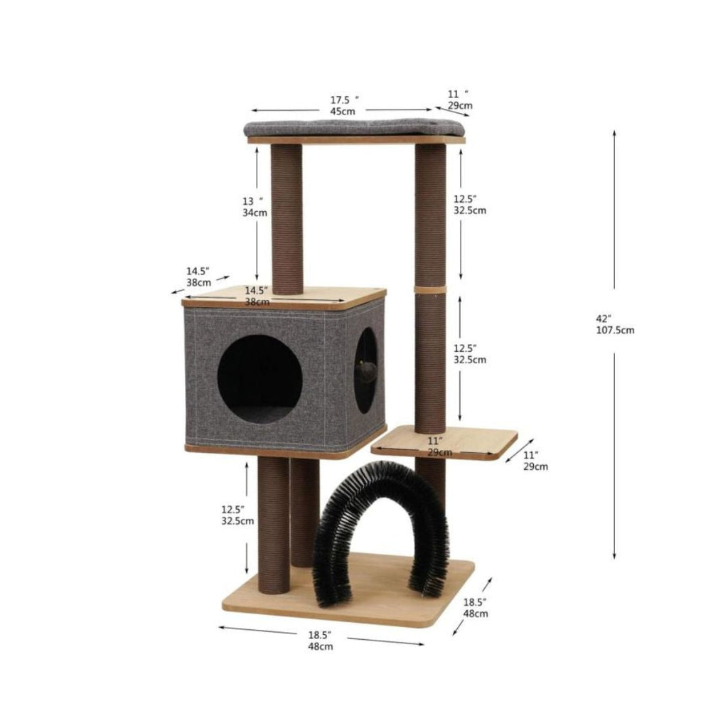 PetPals Elevate 3-Level Cat Tree Brown & Grey 42 in