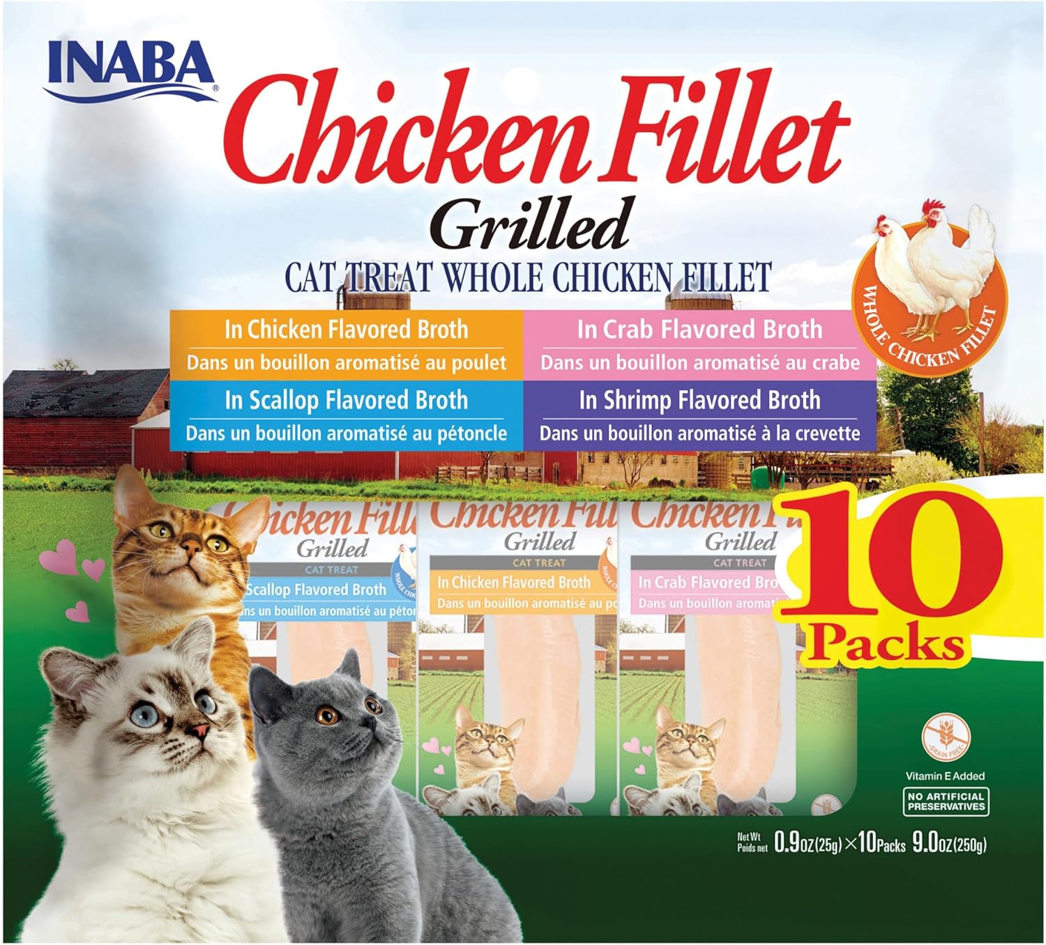 Inaba Chicken Fillet Grilled Variety Pack Assorted .9oz. 10 Pk