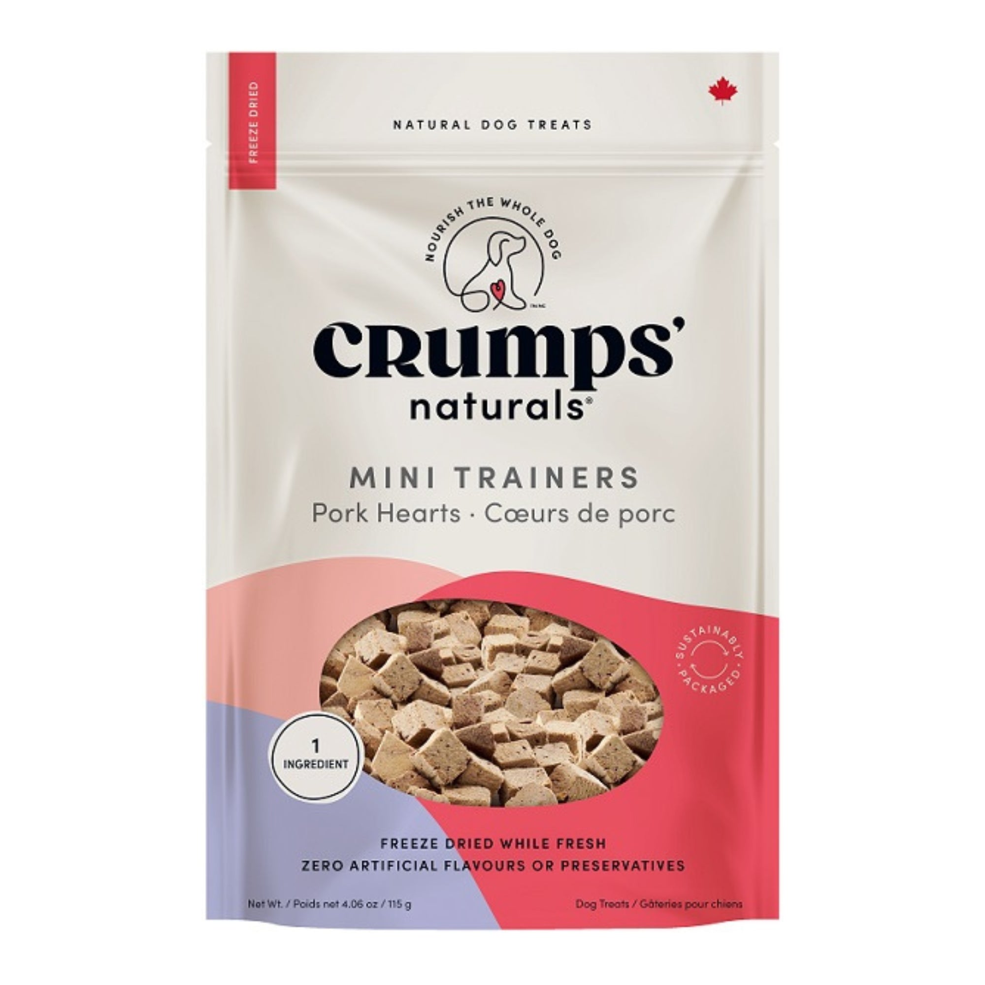 Crumps Dog 4.06oz. Mini Trainers Freeze-dried Pork Hearts