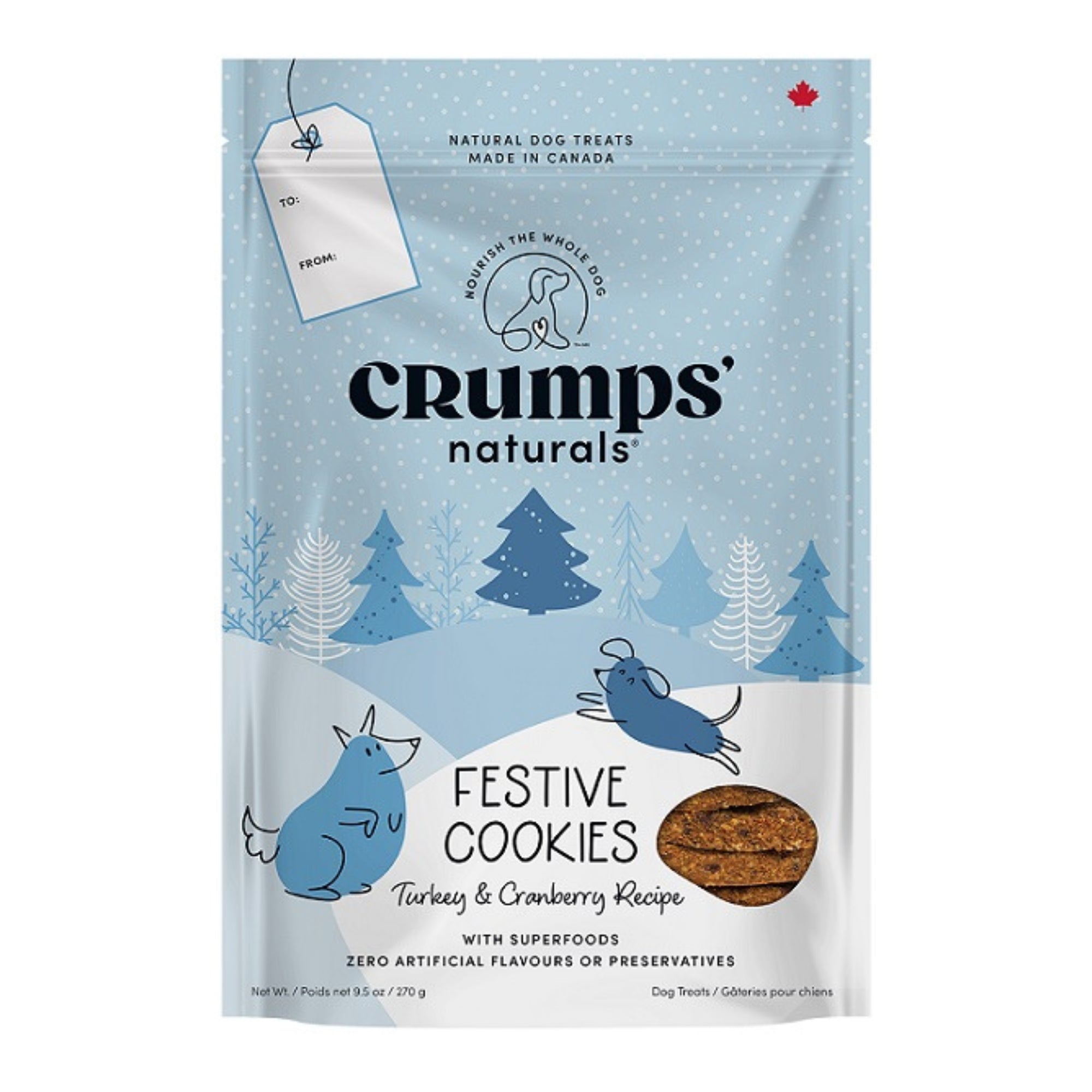 Crumps Dog 9.5oz. Festive Cookies Turkey Cranberry