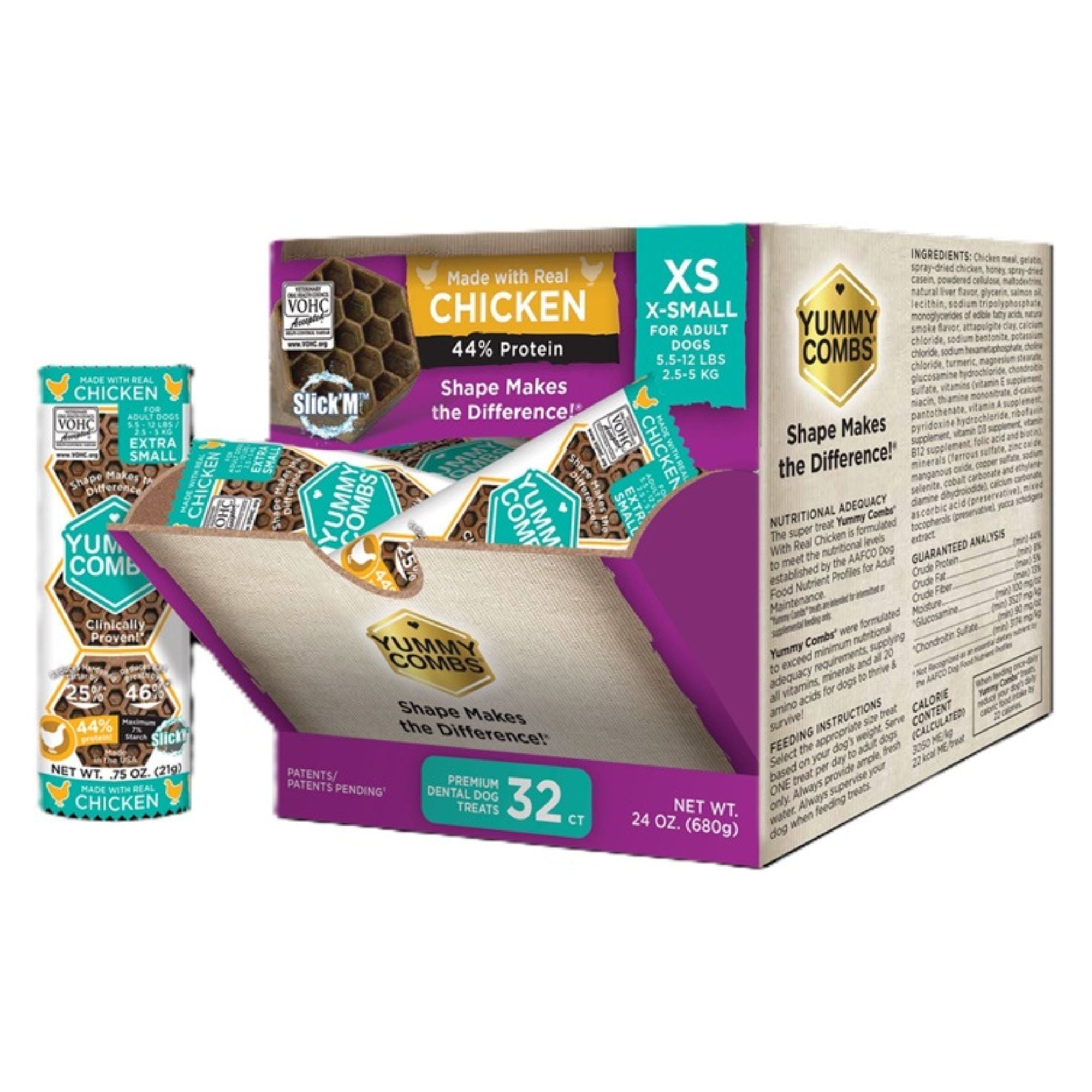 Yummy Combs Dog Dental Mini Me 24oz. Chicken XSmall 32Ct Display Box