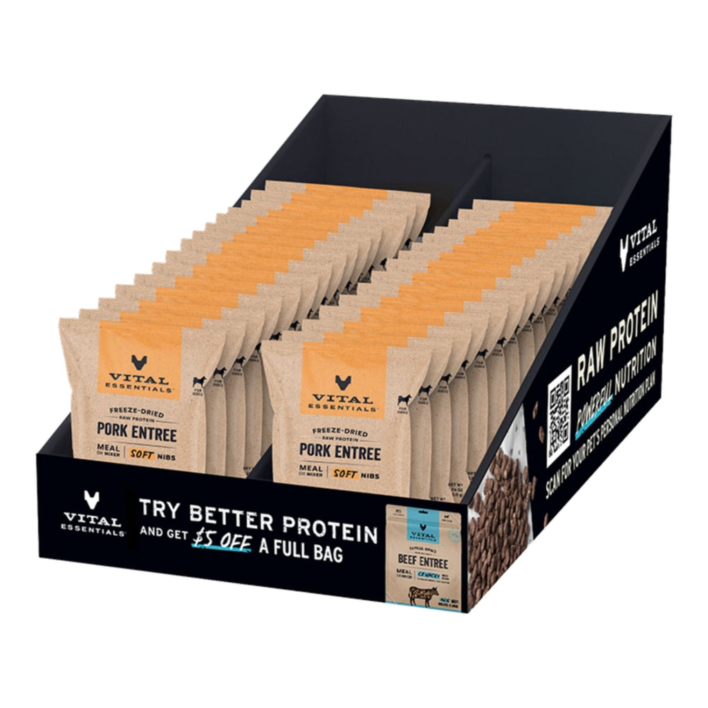 Vital Essentials Dog Freeze-Dried Raw Soft Nibs Pork Countertop 30 Piece Display