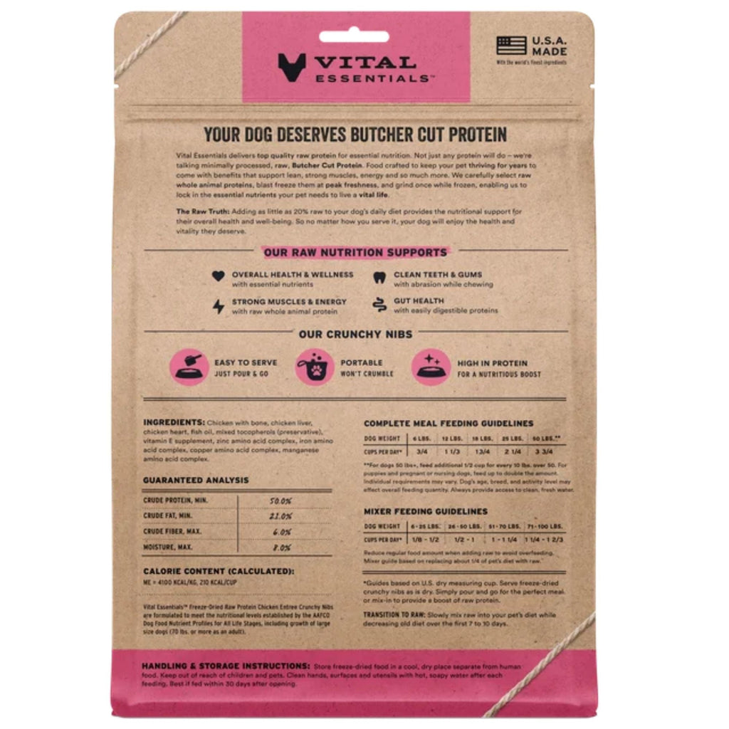 Vital Essentials Dog Freeze-Dried Nibs Chicken 14oz.