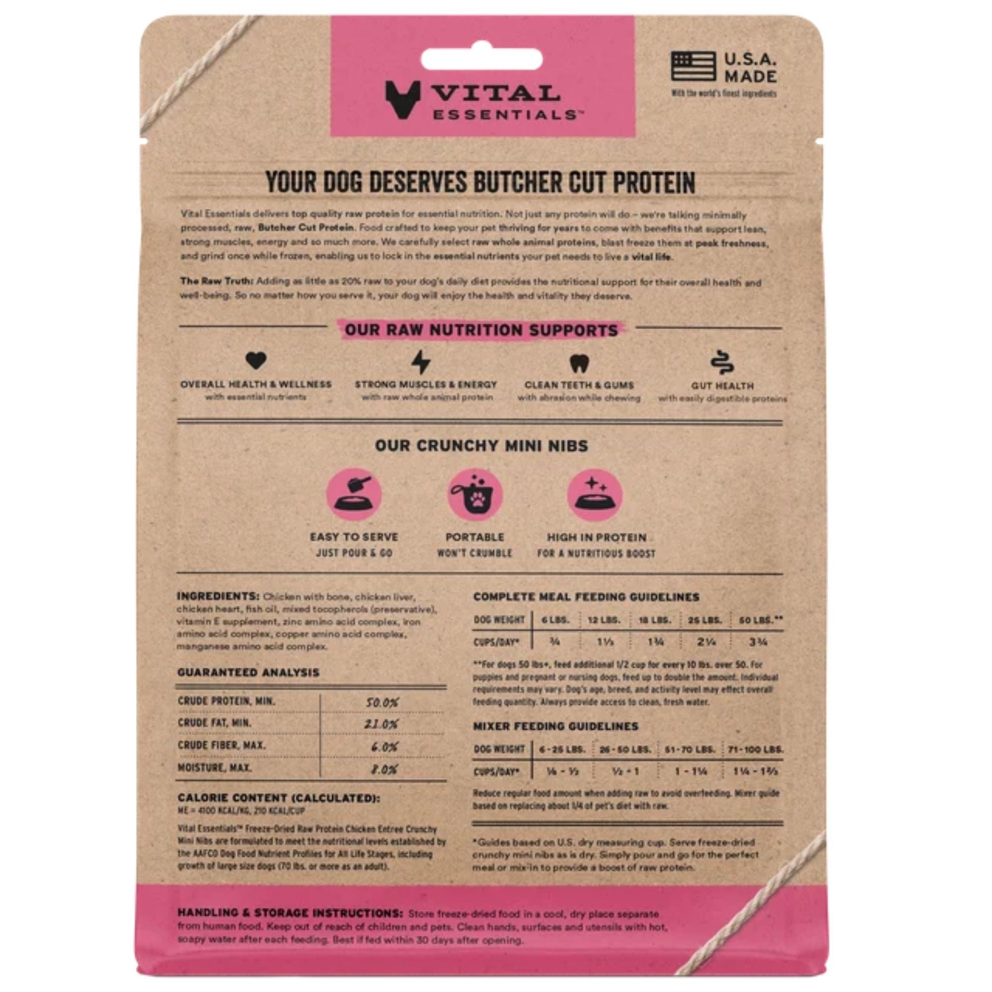 Vital Essentials Dog Freeze-Dried Mini Nibs Chicken 5.5oz.
