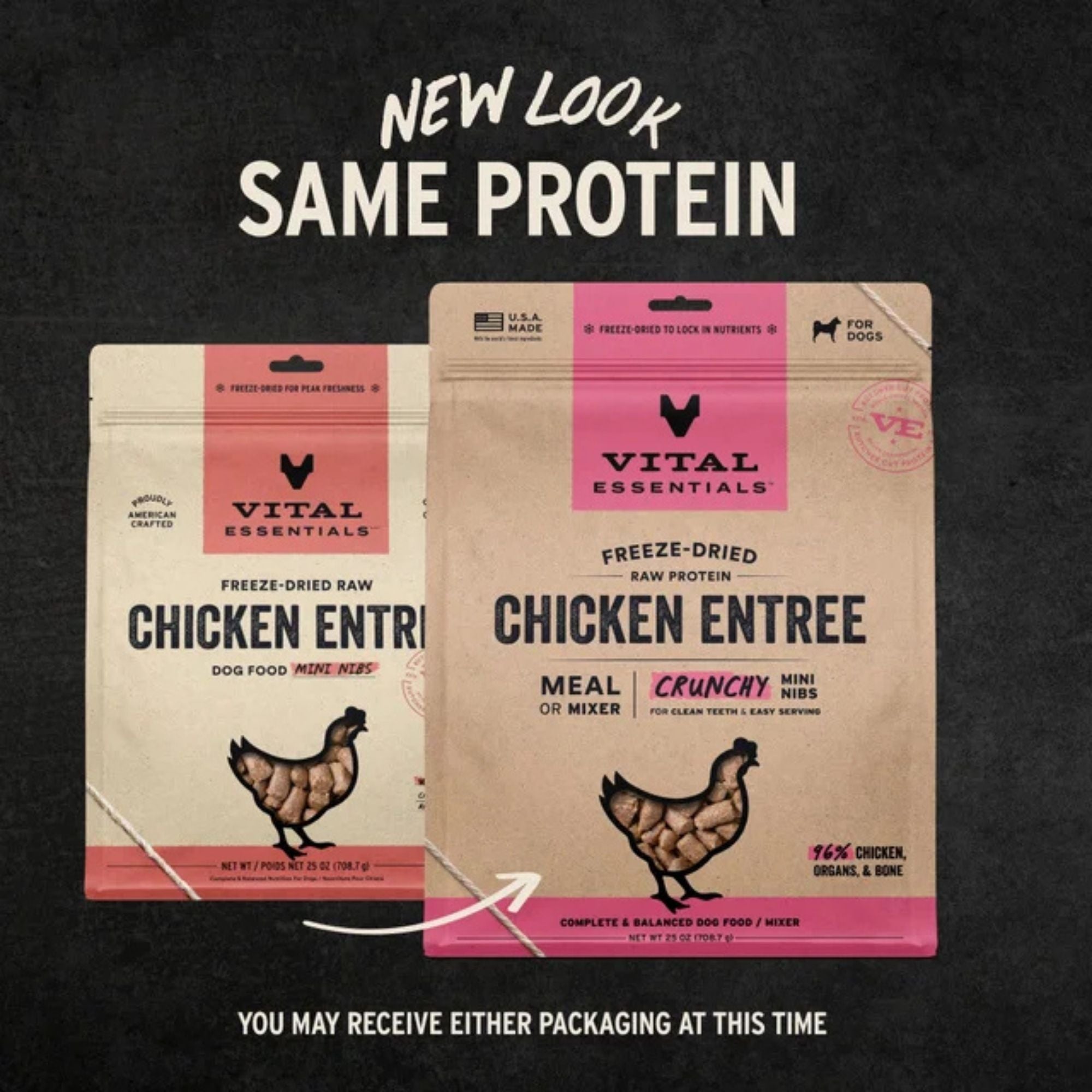 Vital Essentials Dog Freeze-Dried Raw Grain Free Chicken Entree Mini Nibs 25oz.