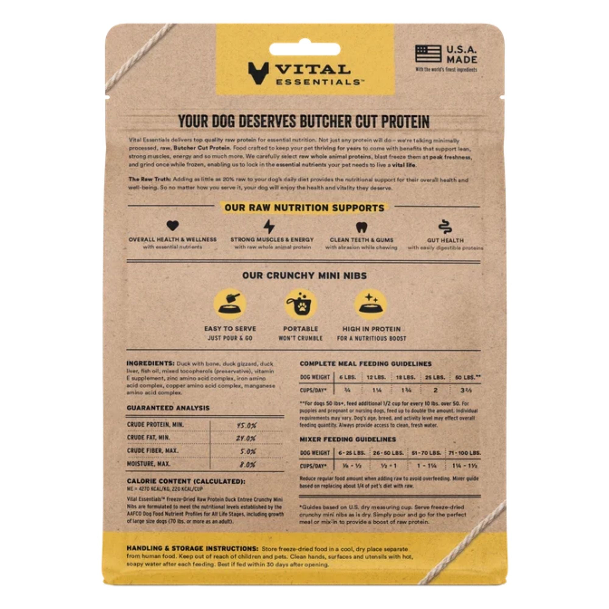 Vital Essentials Dog Freeze-Dried Mini Nibs Duck 5.5oz.