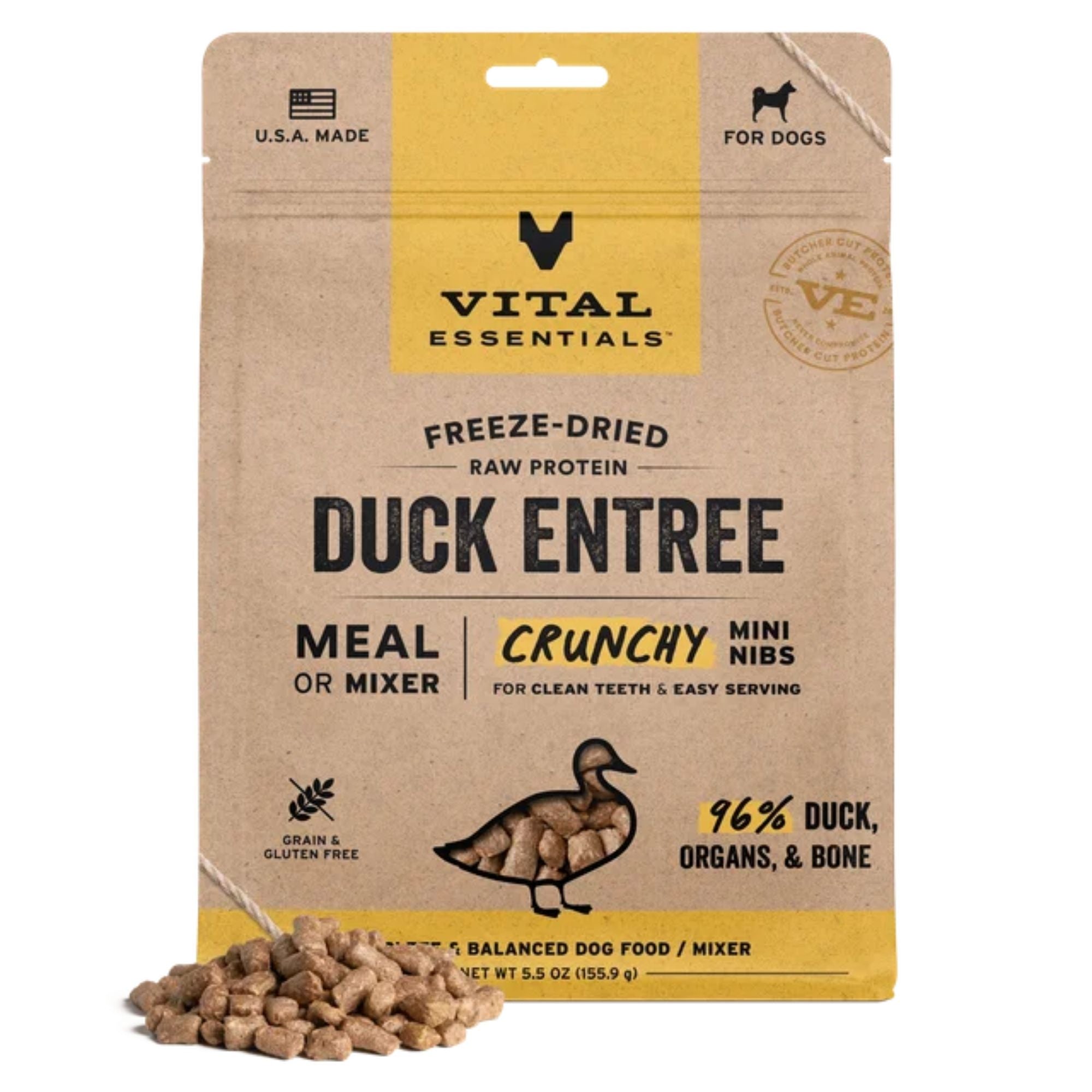 Vital Essentials Dog Freeze-Dried Mini Nibs Duck 5.5oz.