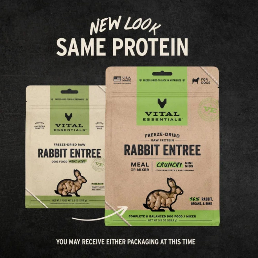 Vital Essentials Dog Freeze-Dried Raw Grain Free Rabbit Entree Mini Nibs 5.5oz.