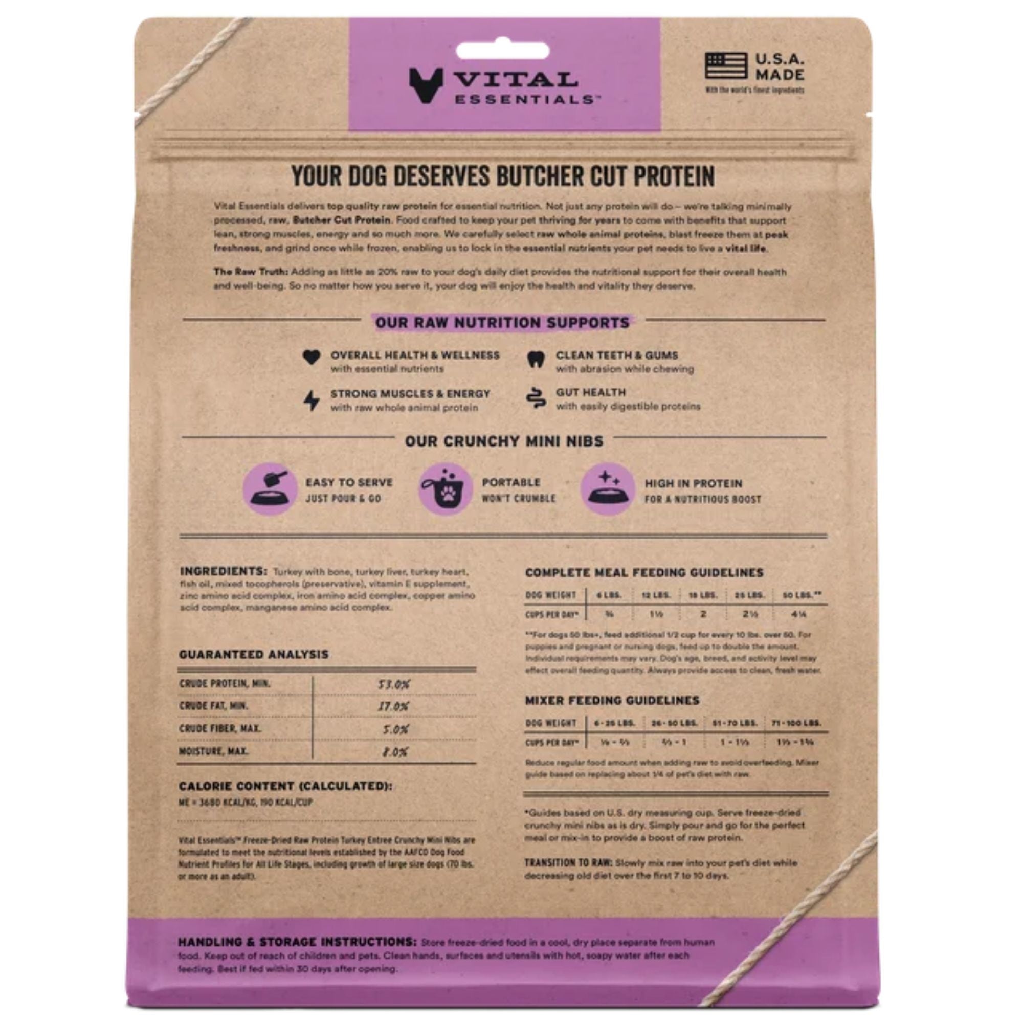 Vital Essentials Dog Freeze-Dried Mini Nibs Turkey 5.5oz.