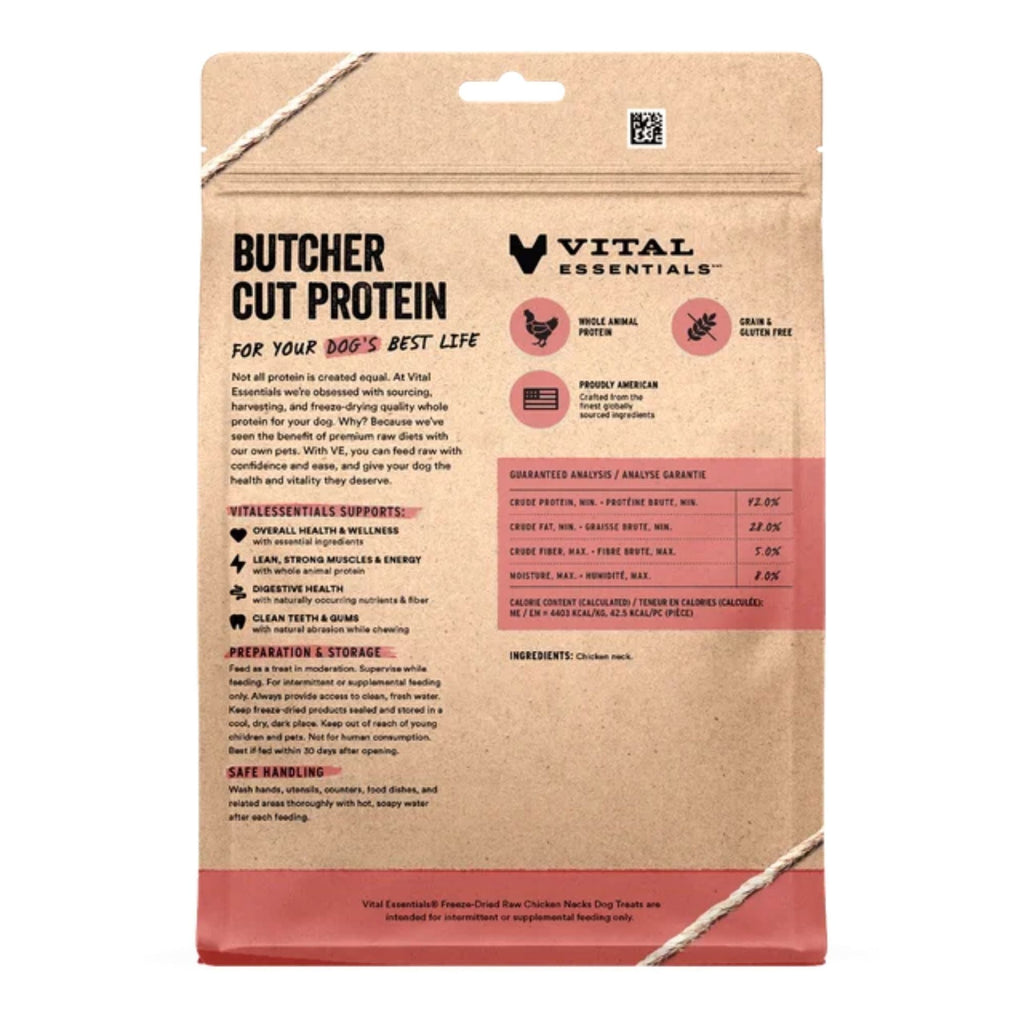 Vital Essentials Dog Freeze-Dried Raw Grain Free Chicken Necks Treats 9oz.