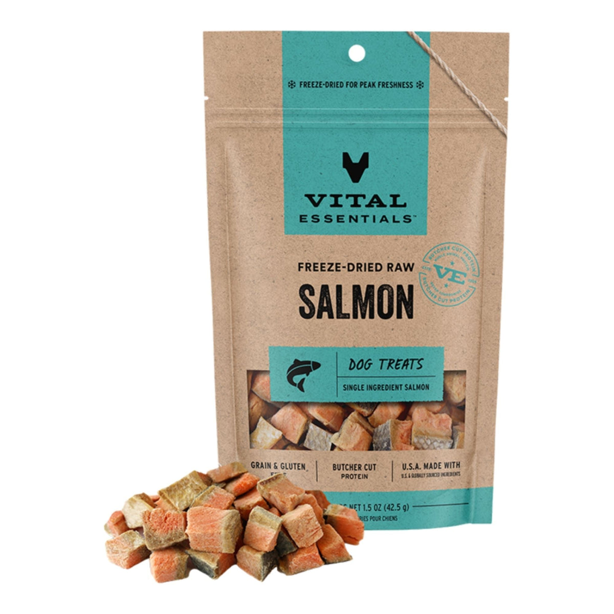 Vital Essentials Dog Freeze-Dried Raw Grain Free Salmon Treats 1.5oz.