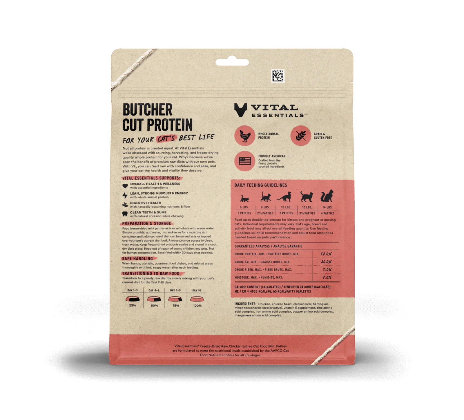 Vital Essentials Cat Freeze Dried Mini Patties Beef Chicken 8oz.