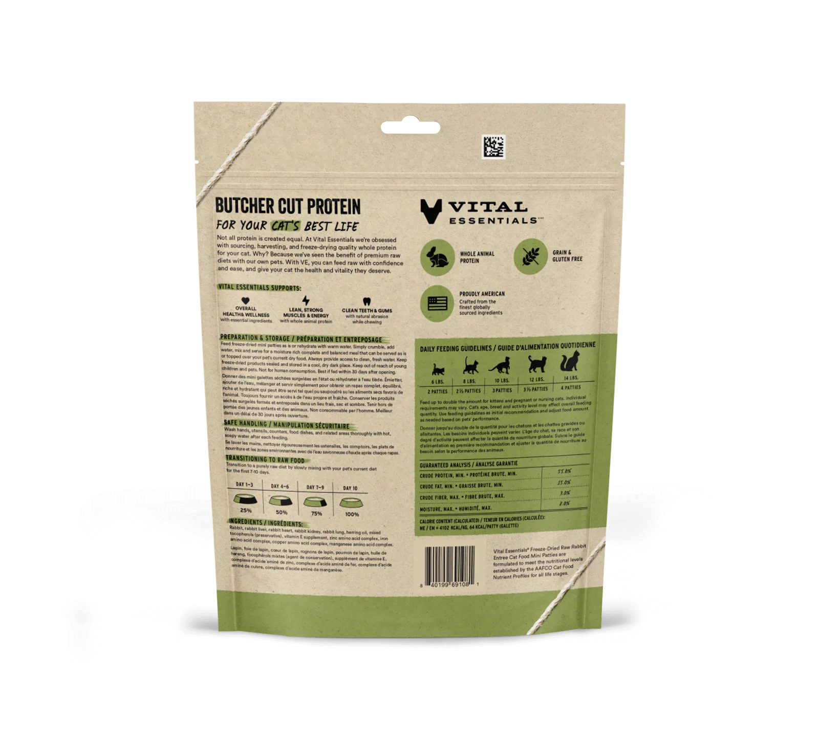 Vital Essentials Cat Freeze Dried Mini Patties Rabbit 3.75oz.