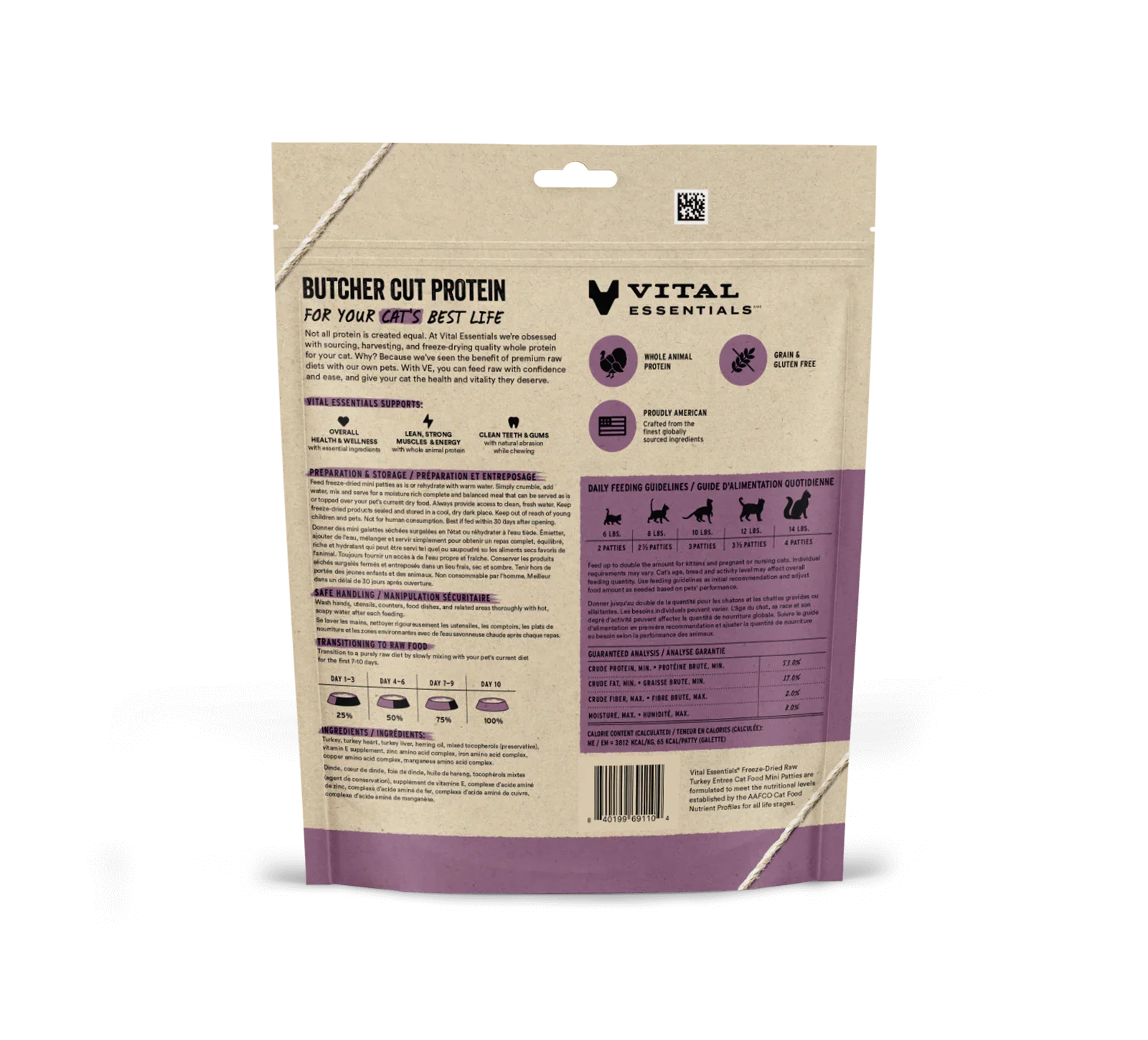 Vital Essentials Cat Freeze Dried Mini Patties Turkey 3.75oz.