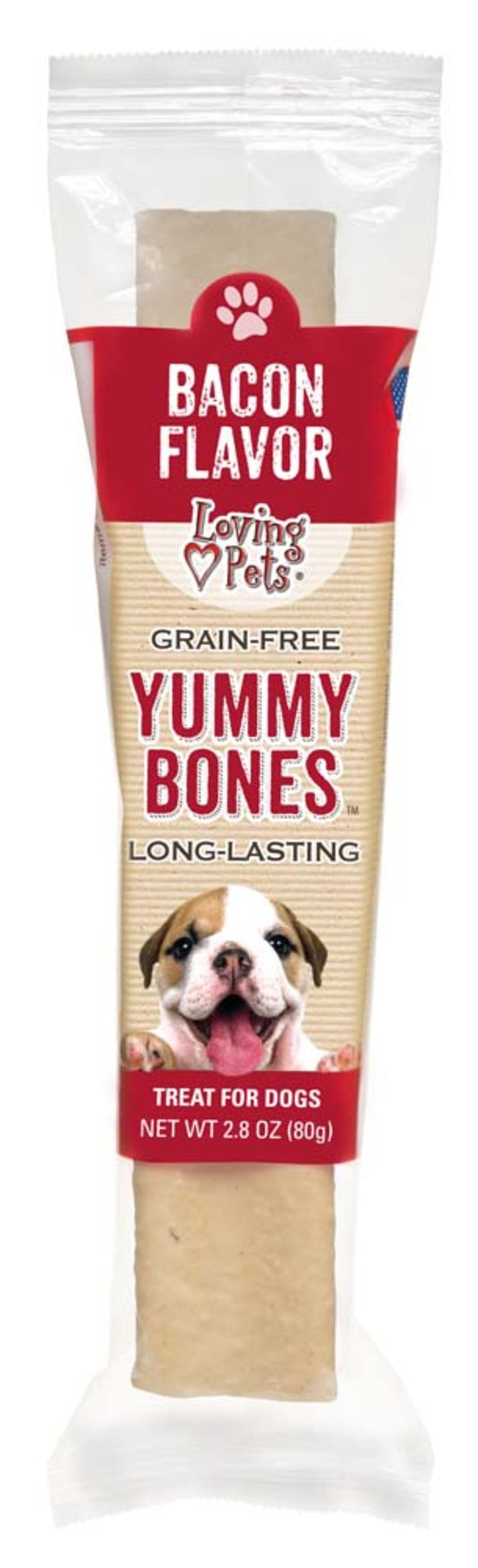 Loving Pet Yummy Bone Bacon Flavor Filled Dog Treat Wrapped 2.8oz