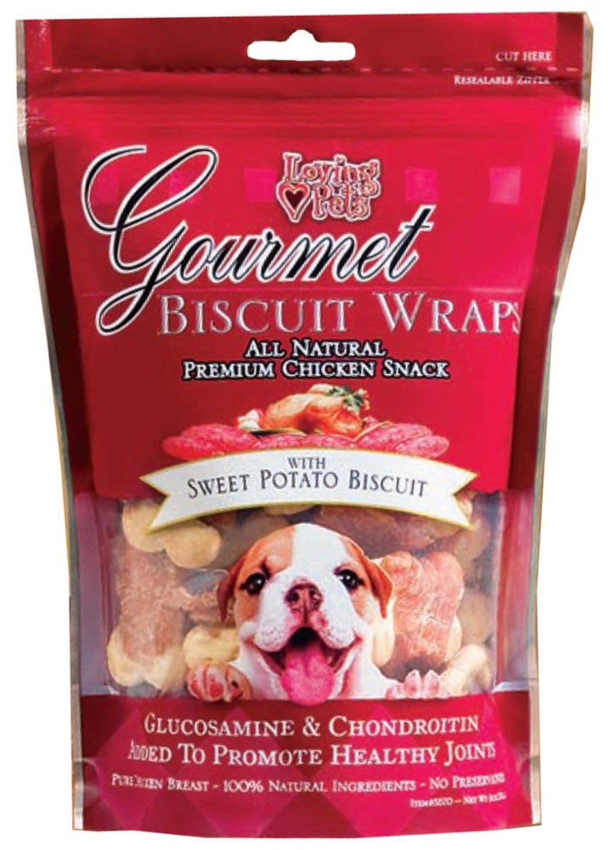 Loving Pets Gourmet Wraps Sweet Potato Biscuit Wrapped with Chicken Dog Treat 8oz