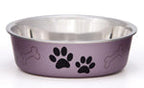 Loving Pets Metallic Dog Bowl Paw Print Grape Small