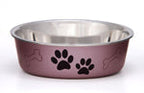 Loving Pets Metallic Dog Bowl Paw Print and Bone Grape Medium