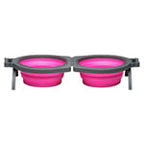 Loving Pets Travel Double Diner Dog Bowl Pink Medium