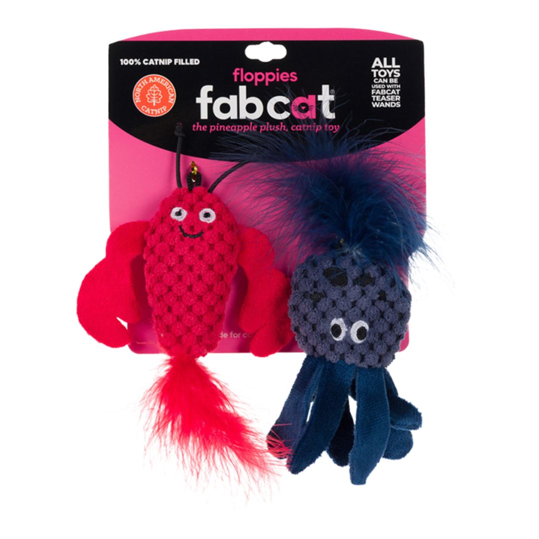 Fabcat Floppy Lobster + Octopus 2 Pack