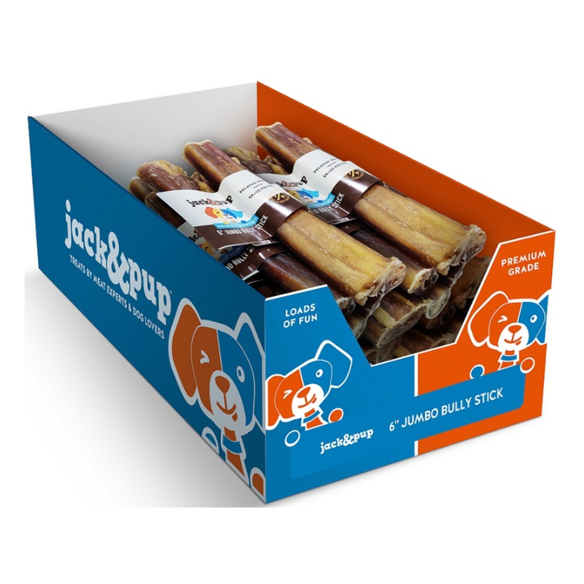 Jack & Pup Dog 6" Jumbo Bully Stick 40Ct Display Box