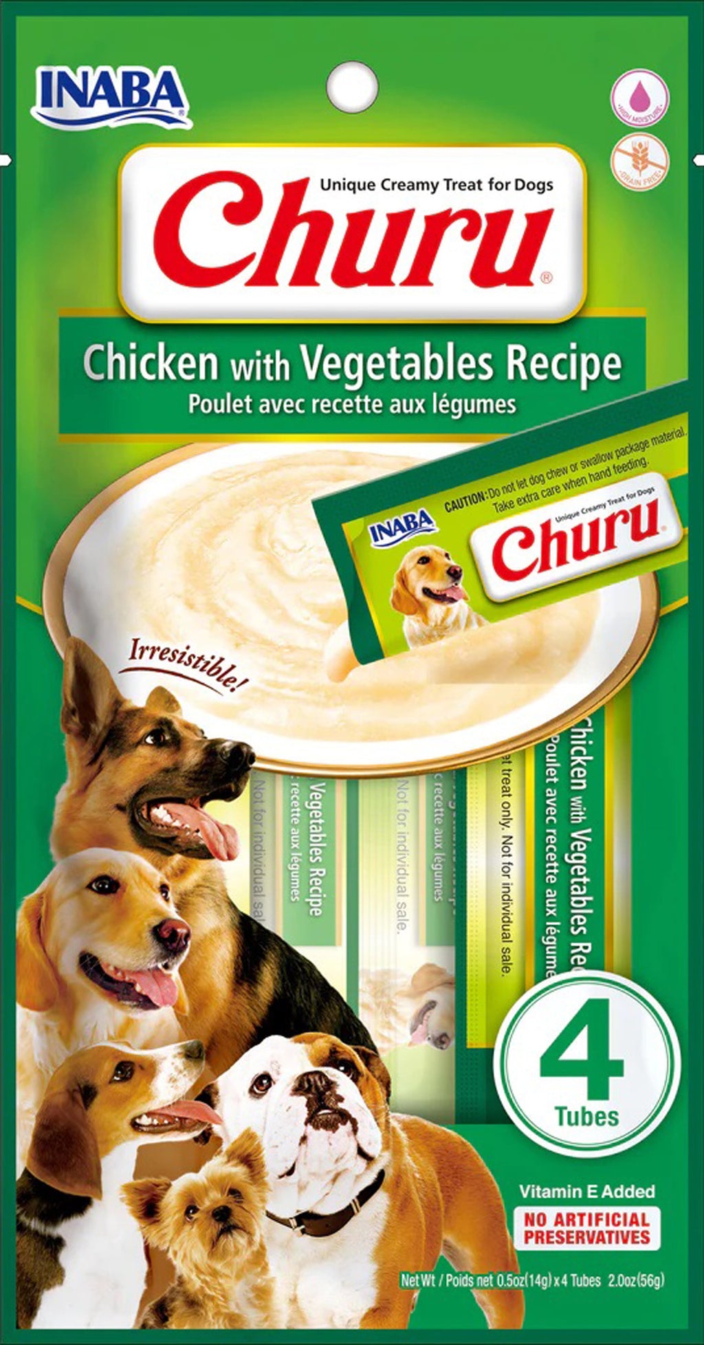 Inaba Dog Churu Tubes Chicken Vegetables 2oz. (6 Count)