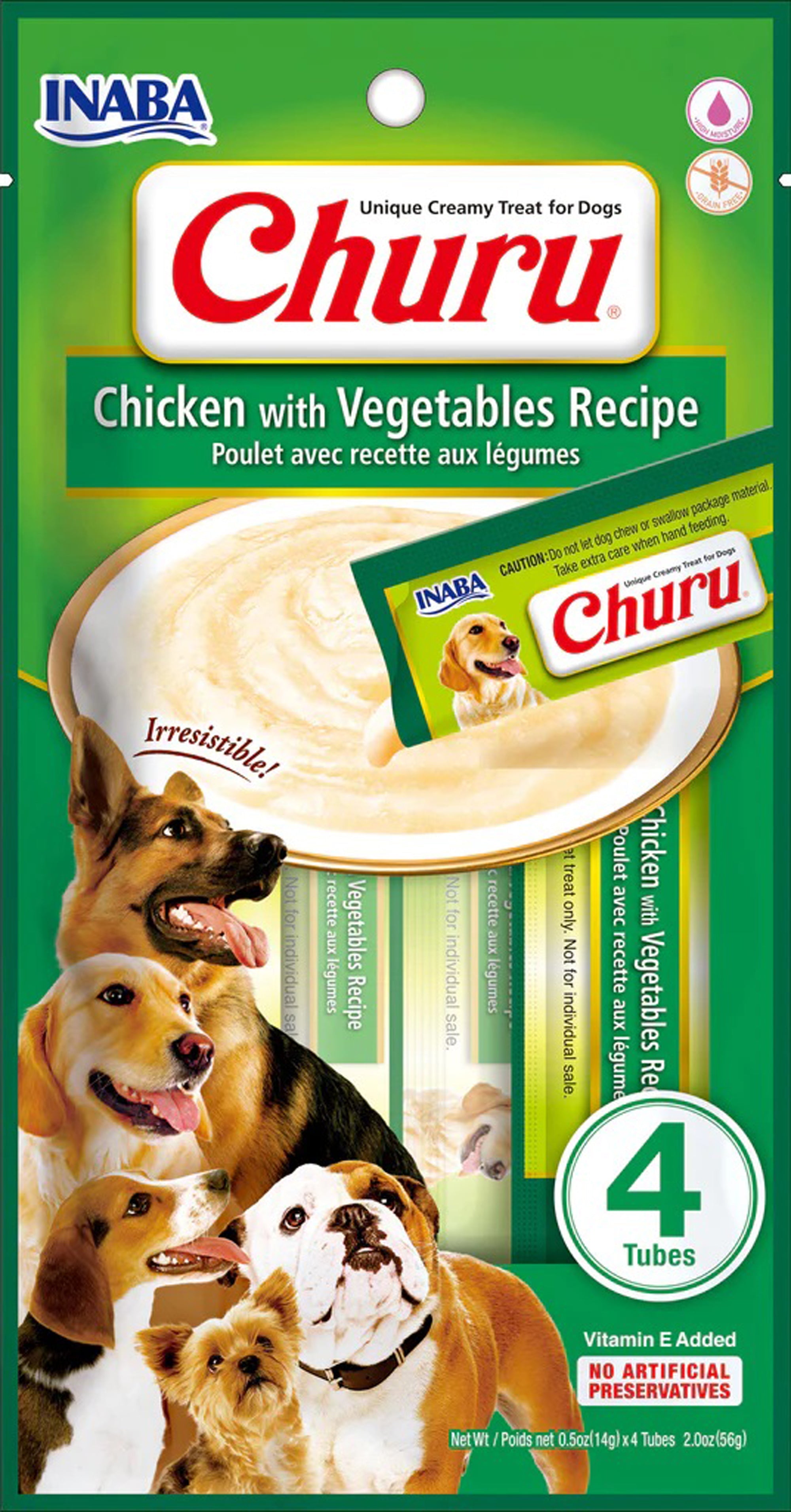 Inaba Dog Churu Tubes Chicken Vegetables 2oz. (6 Count)