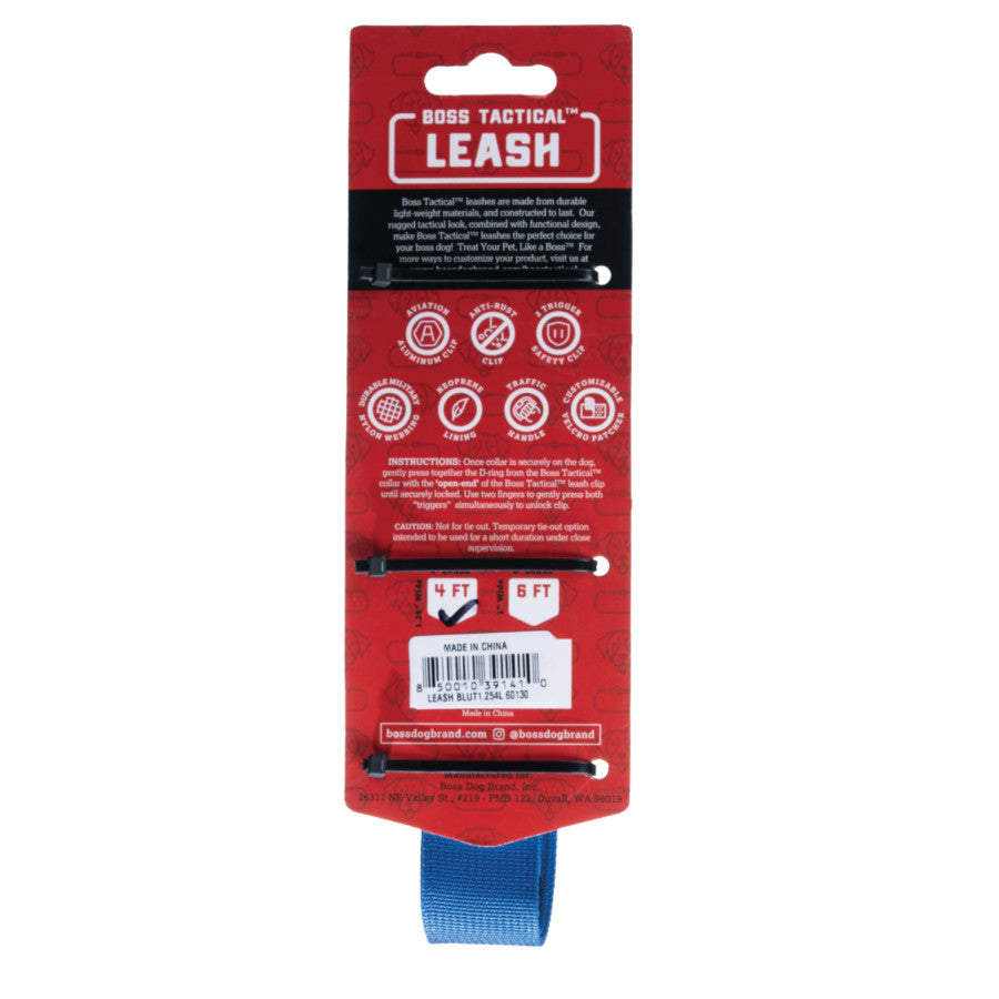 Boss Dog Tactical Dog Leash Blue, 1ea/4 ft