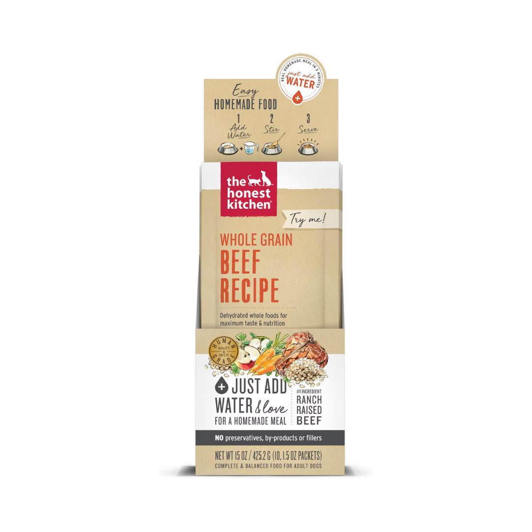 The Honest Kitchen Whole Grain Beef Dehydrated Dog Food, 1.5-Oz, 10 Count