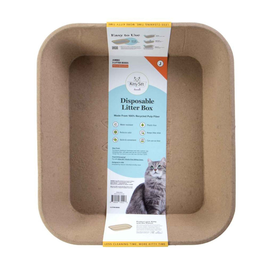 Kitty Sift Disposable Cat Litter Box Jumbo - 3 Pk