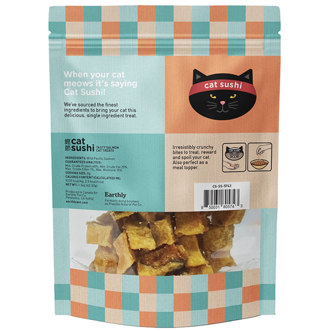 Earthly Cat Grain Free Sushi Crunch Sake Salmon Bites 1.5Oz