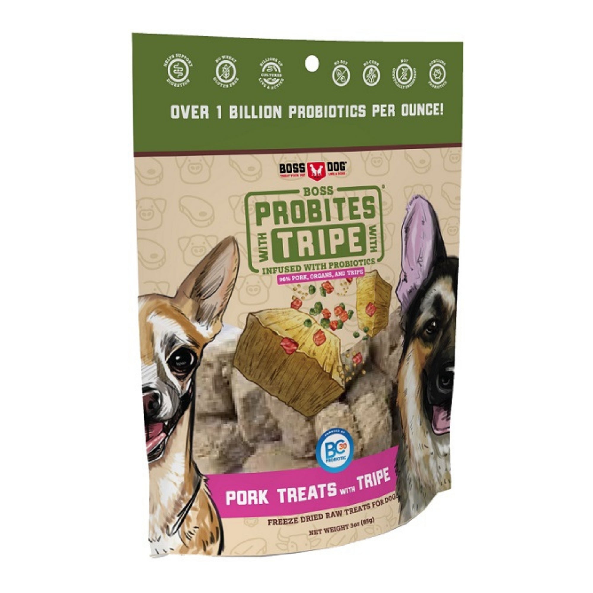 Boss Dog Probites Pork with Tripe 3oz. (Pack of 3)