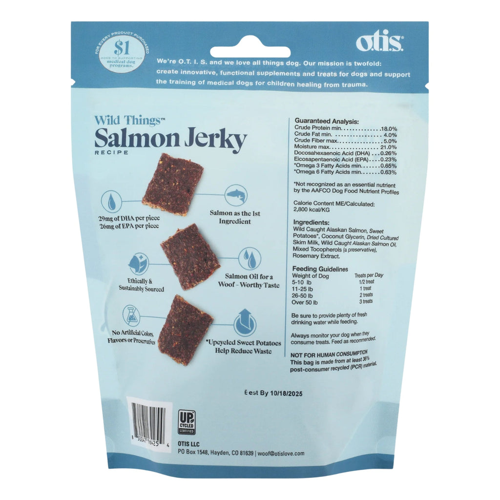 Otis Dog Wild Things Wild Alaskan Salmon Jerky 4oz.