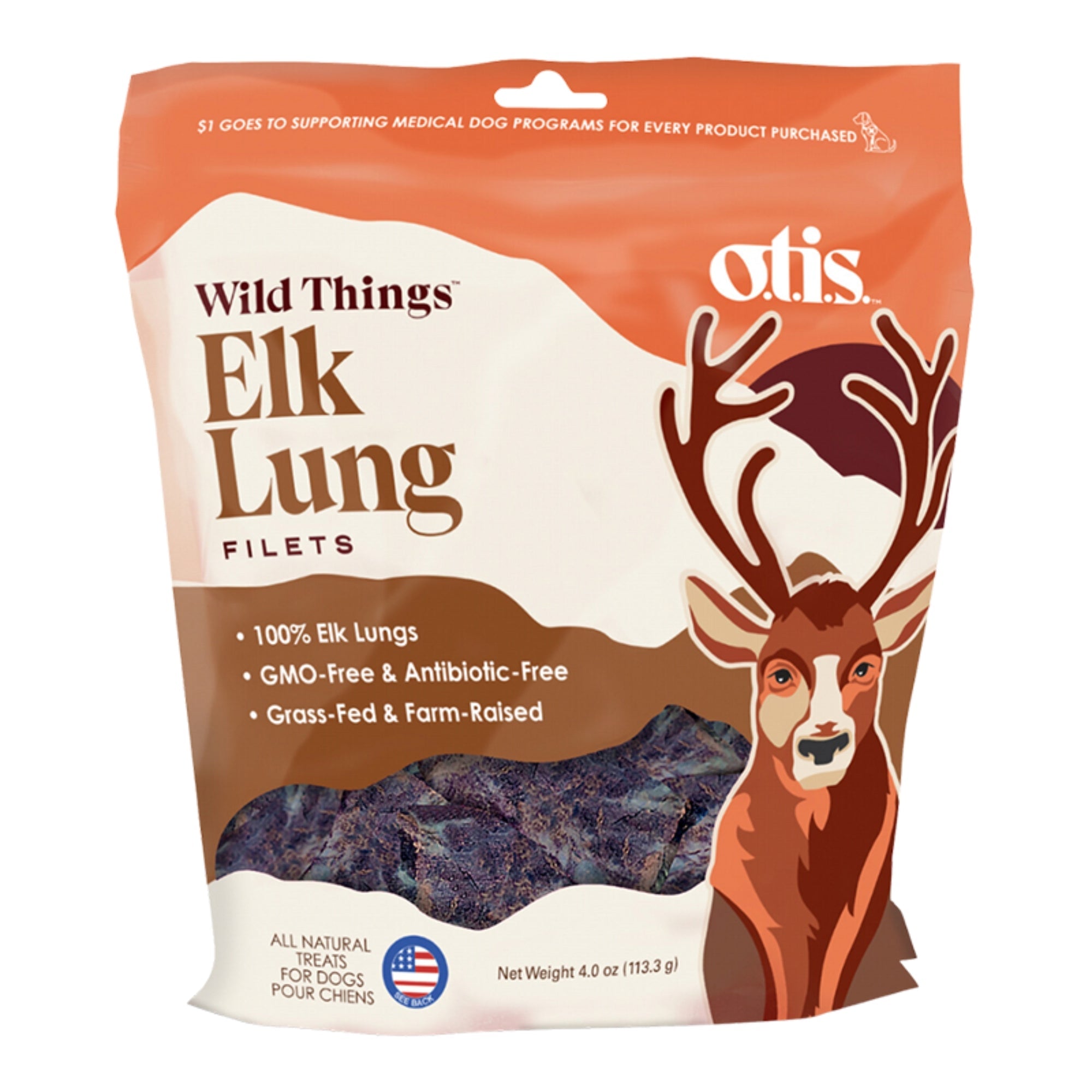 Otis Dog Wild Things Grain Free Elk Lung Filets 4oz.