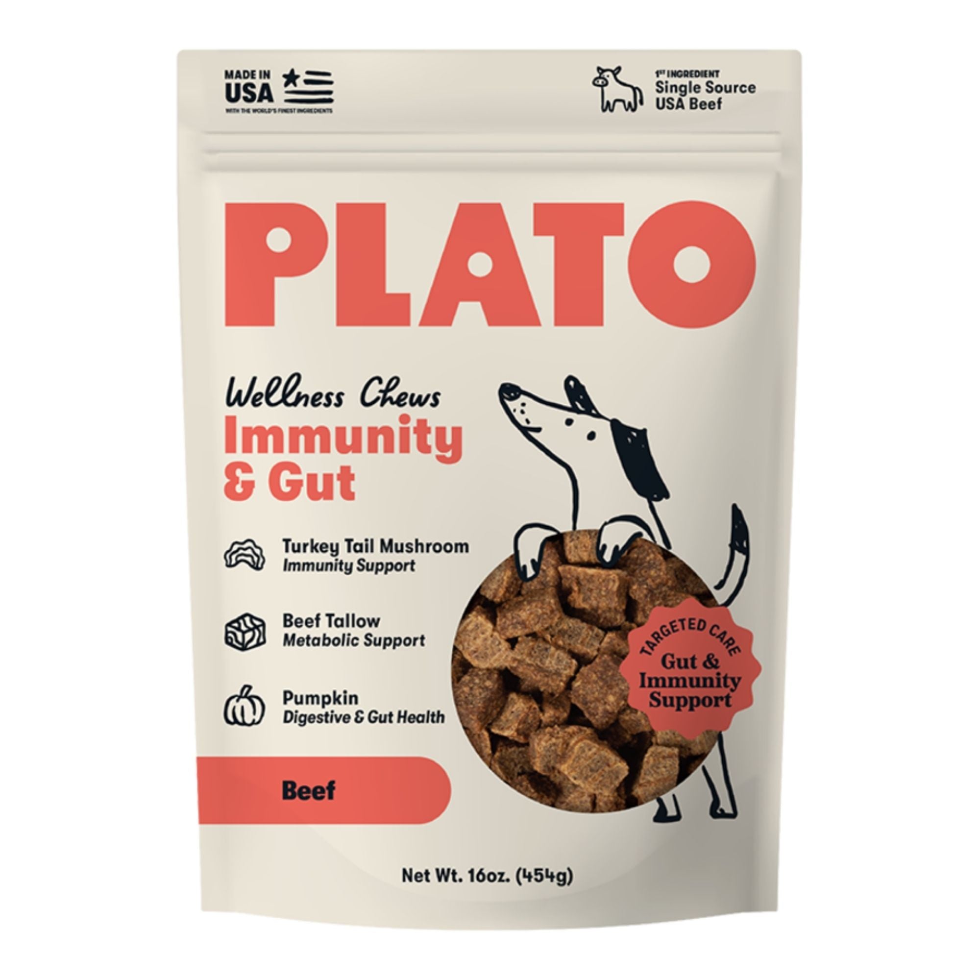 Plato Dog Immunity & Gut Wellness Chews 16oz.