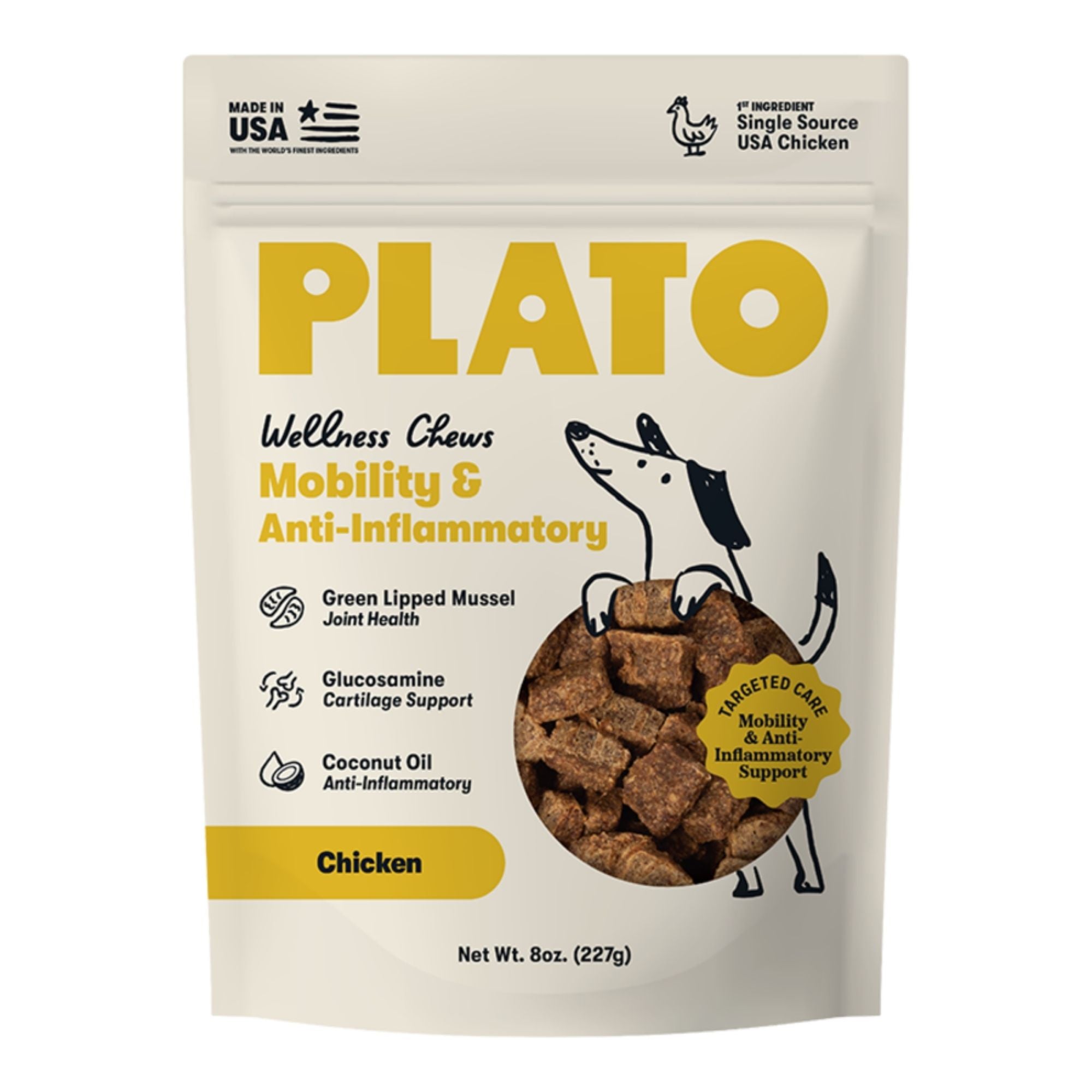 Plato Dog Mobility & Anti-Inflamatory Wellness Chews 8oz.