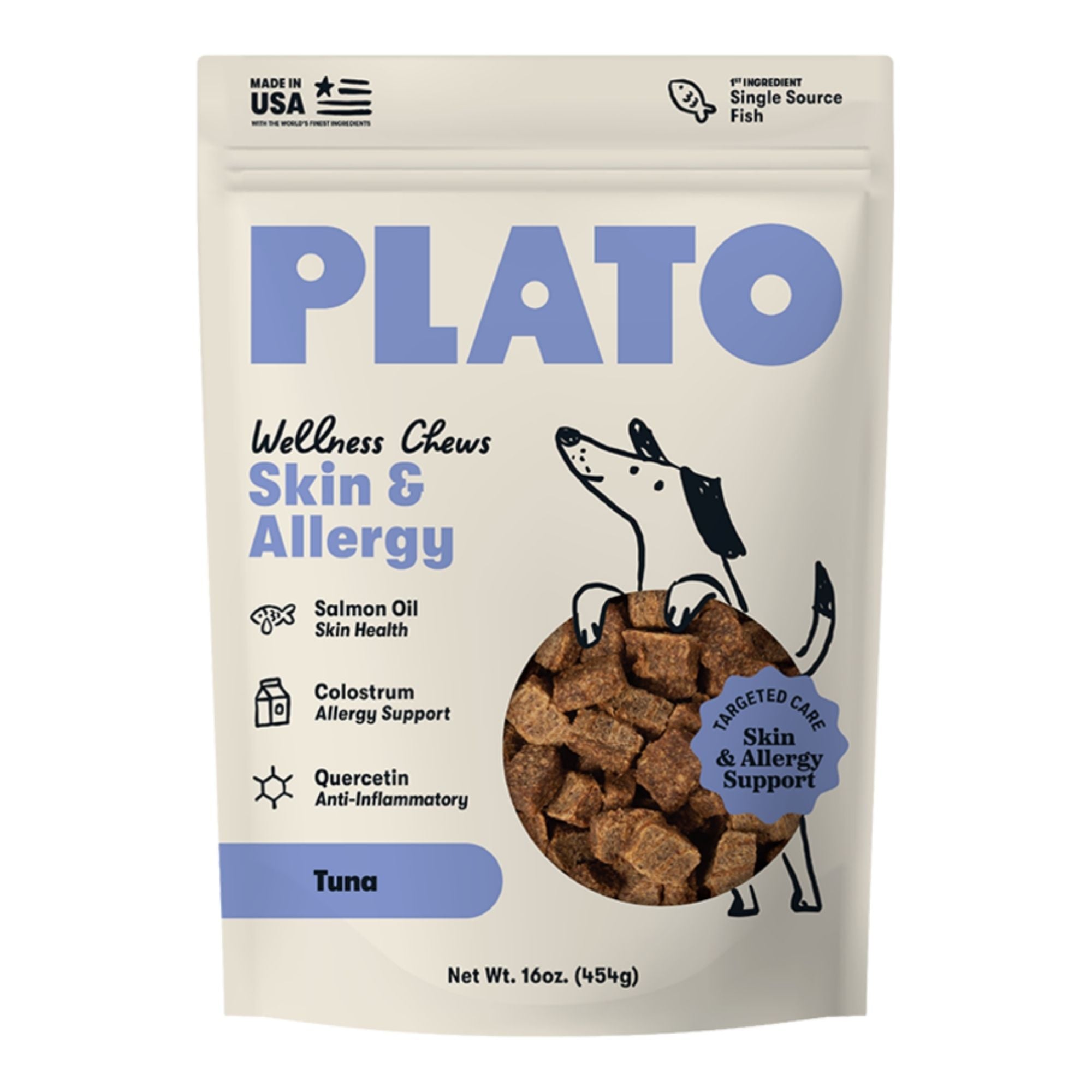 Plato Dog Skin & Allergy Wellness Chews 16oz.