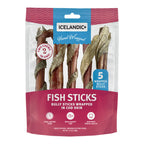Icelandic Dog Bully Stick Wrapped With Fish Skin 6 Inch - 5 Pack