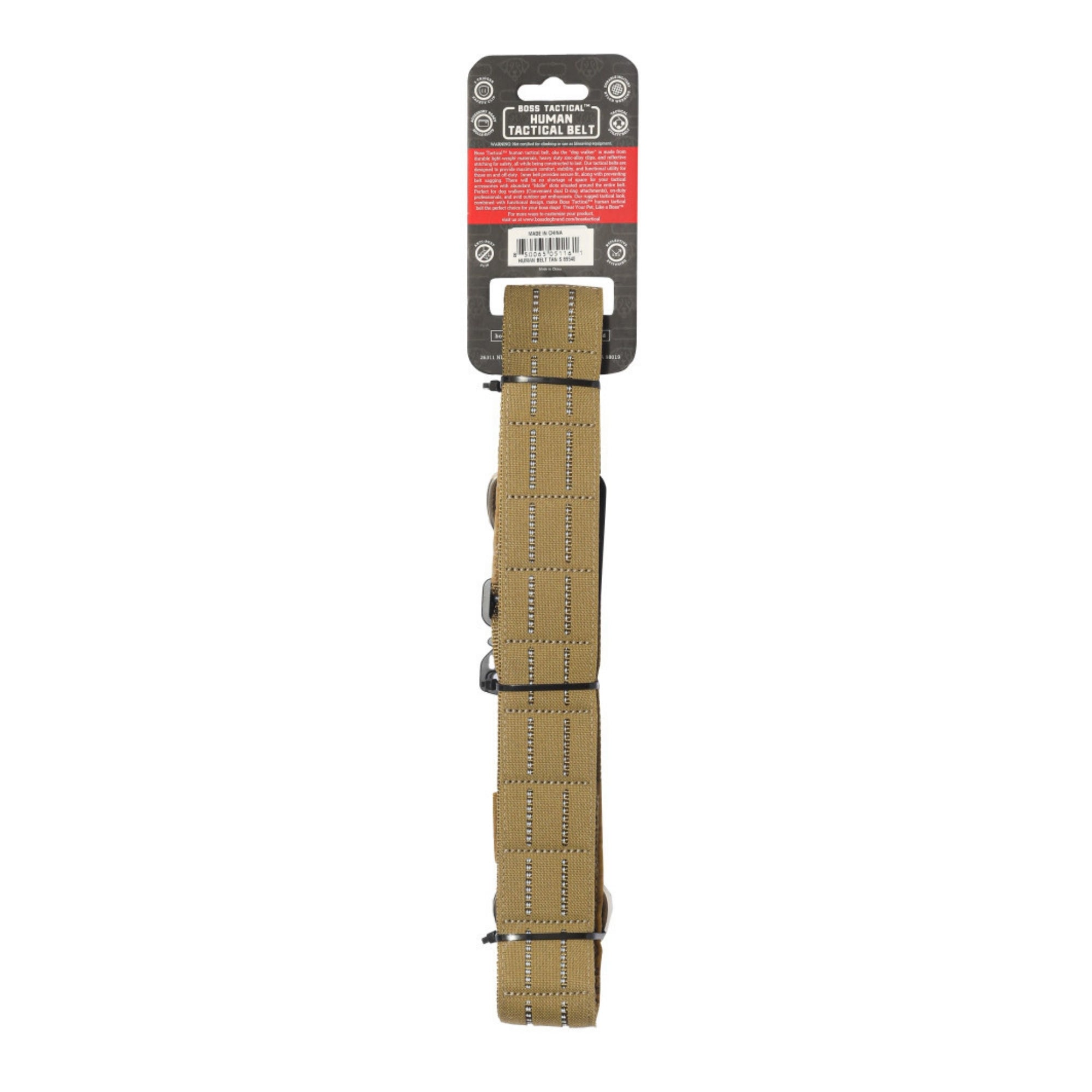 Boss Dog Human Boss Tactical Utility Dog Walker Belt Tan, 1ea/SM (28-32In Waist)