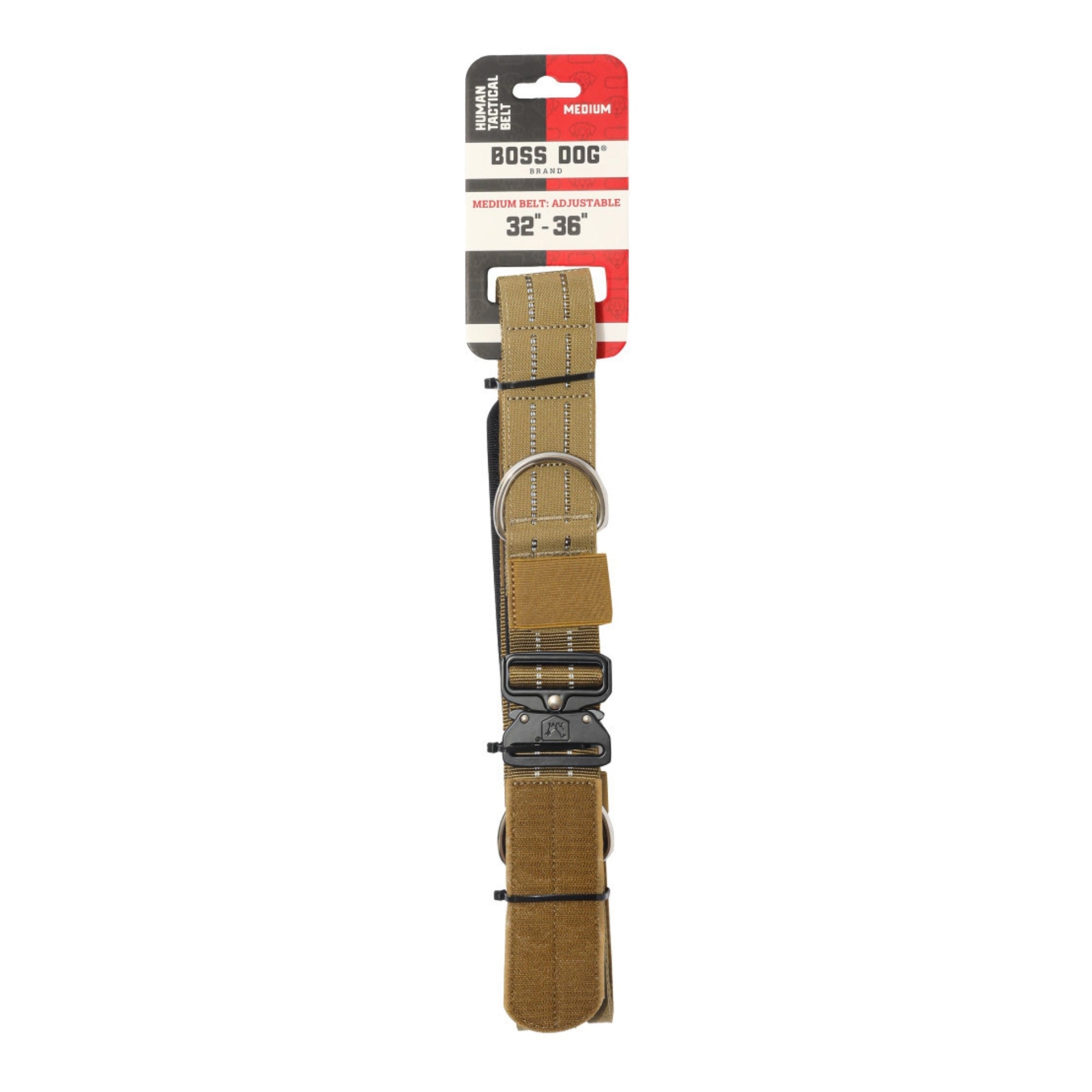 Boss Dog Human Boss Tactical Utility Dog Walker Belt Tan, 1ea/MD (32-36In Waist)