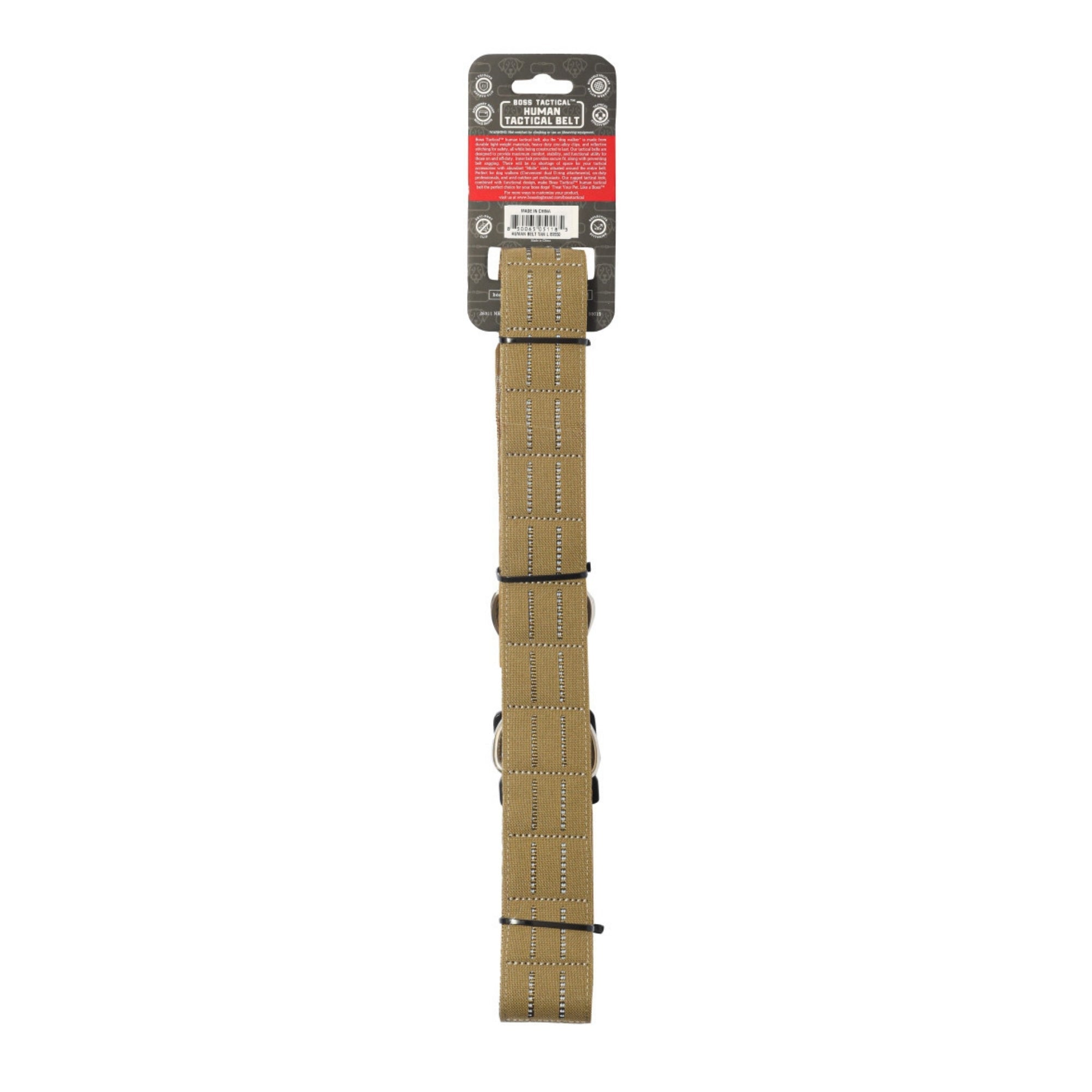 Boss Dog Human Boss Tactical Utility Dog Walker Belt Tan, 1ea/LG (36-40In Waist)