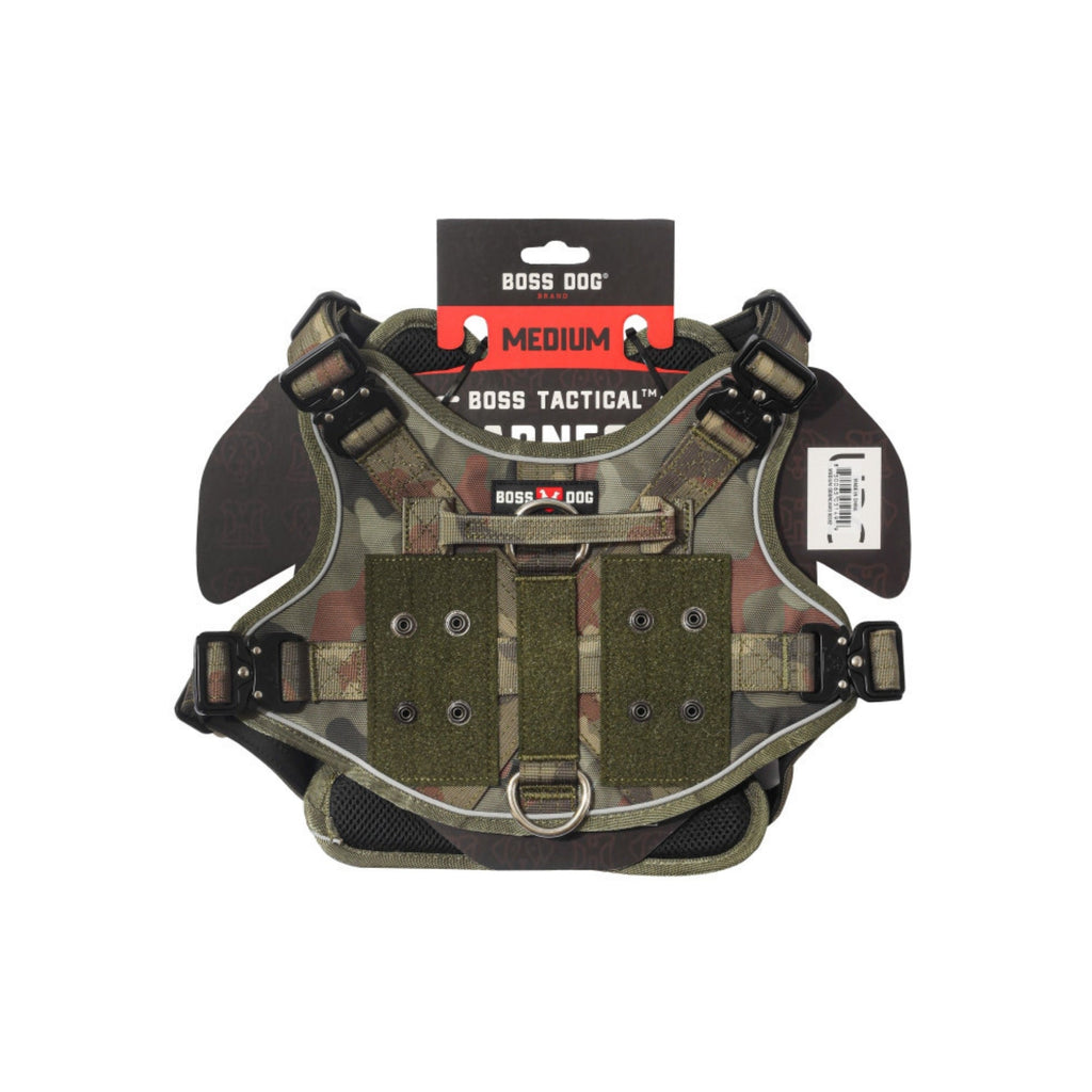 Boss Dog Tactical Dog Harness Green Camo, 1ea/MD