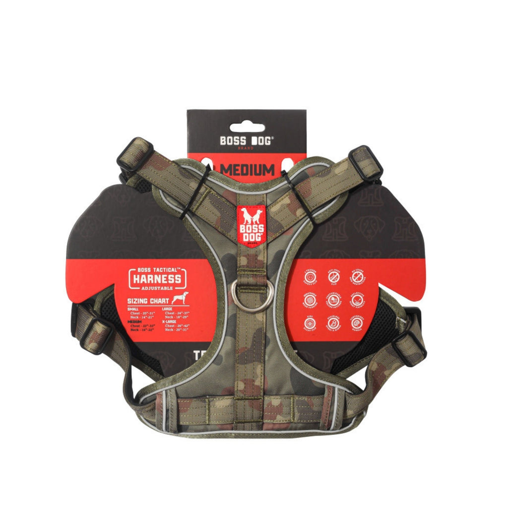 Boss Dog Tactical Dog Harness Green Camo, 1ea/MD