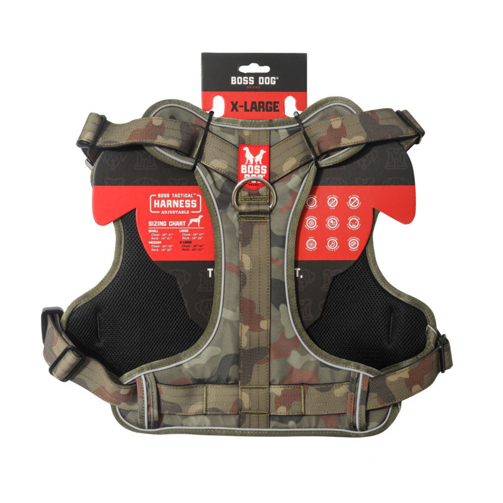 Boss Dog Tactical Dog Harness Green Camo, 1ea/XL