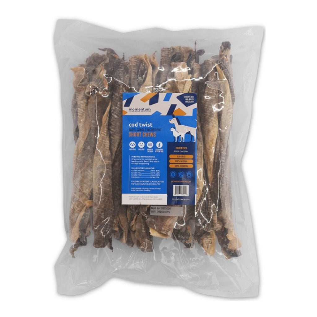 Momentum Carnivore Nutrition Dog Short COD Twist 25Ct Bulk Chew