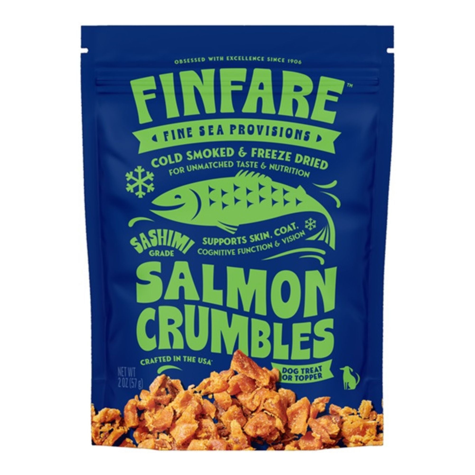 Finfare Dog 2oz. Freeze-dried Smoked Salmon Crumbles Treat Topper
