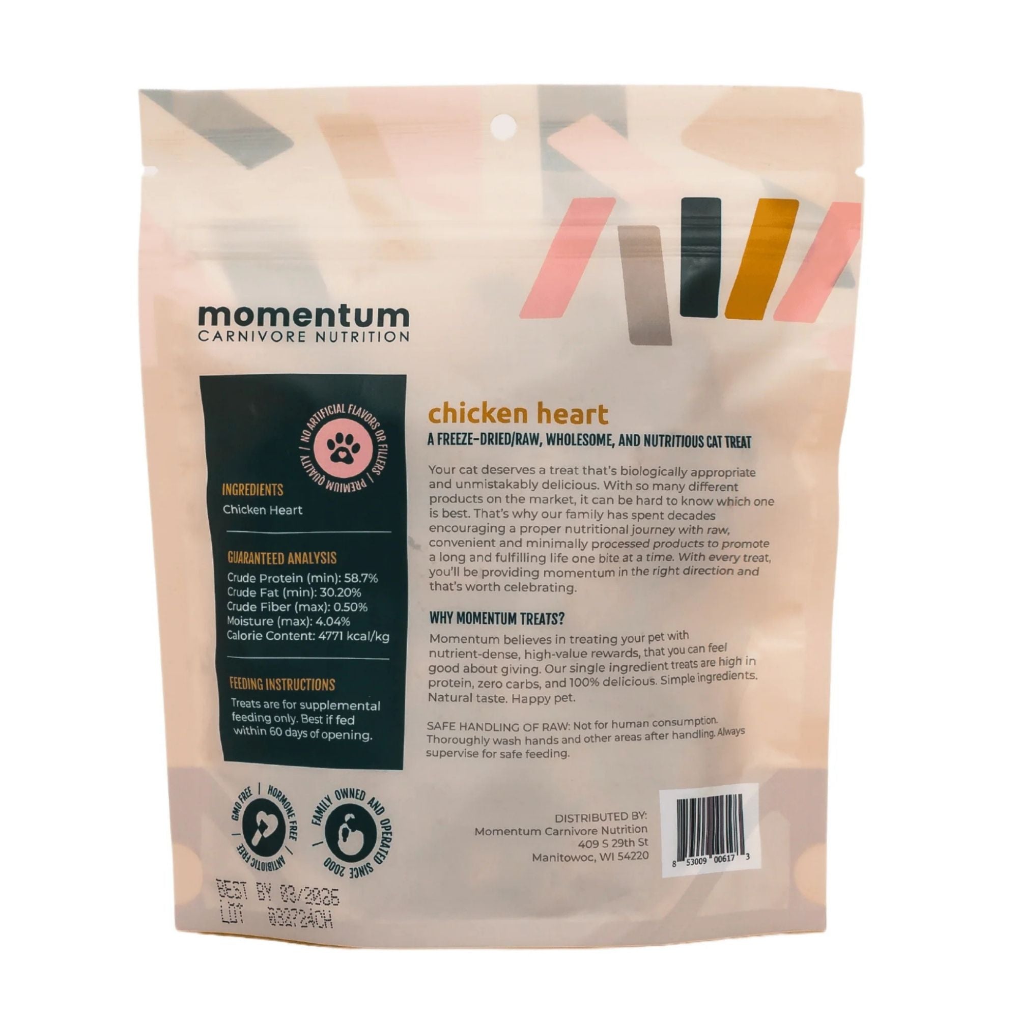 Momentum Carnivore Nutrition Cat 1.9oz. Chicken Hearts